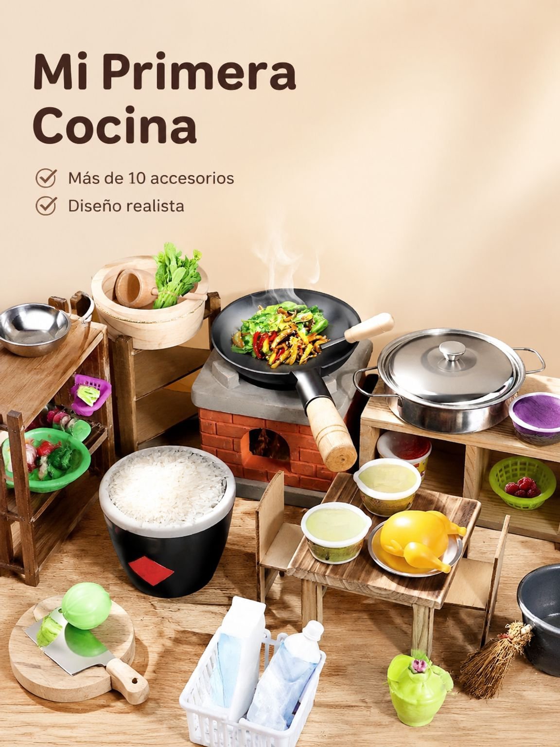 Set de cocina de madera para niños