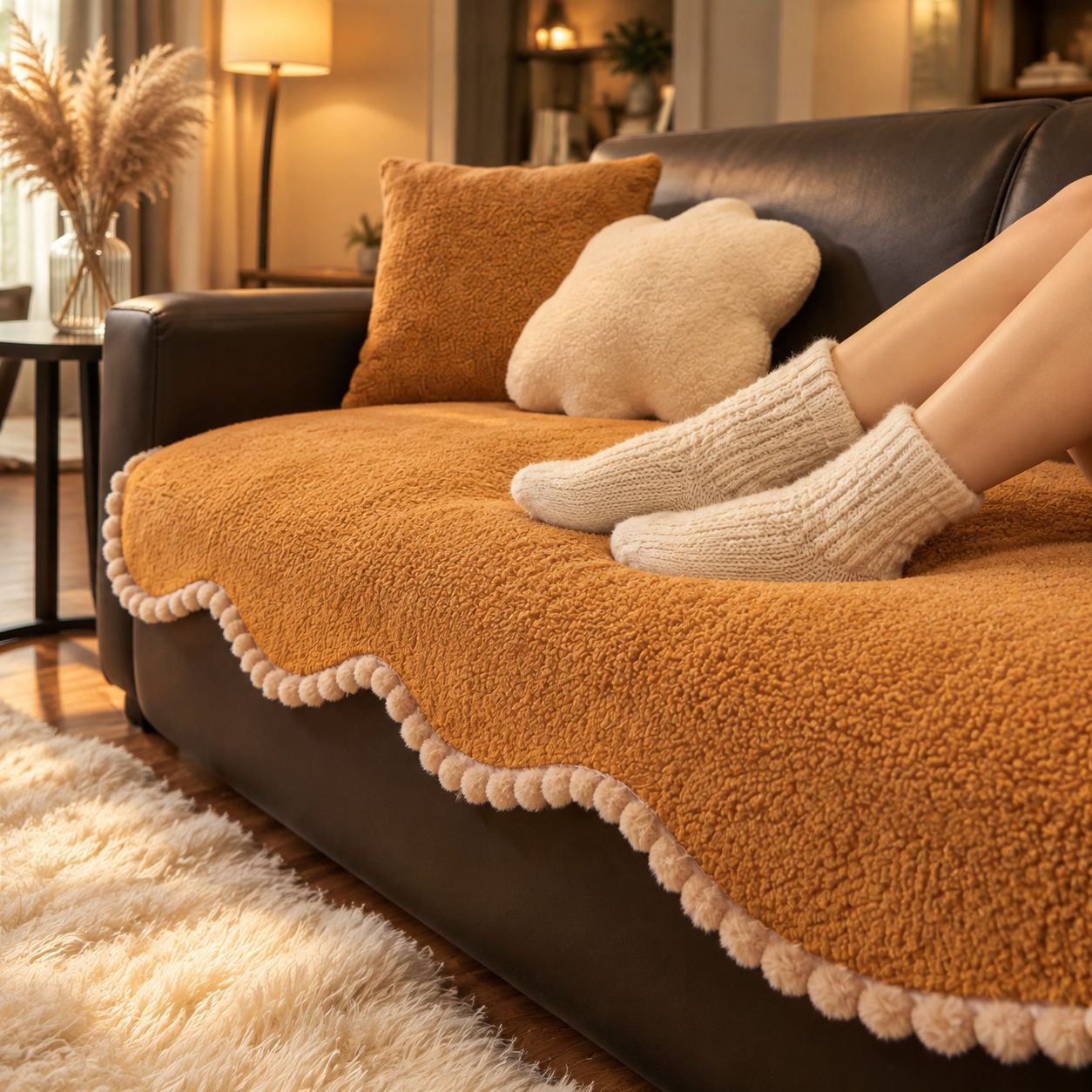 Lambswool premium sofa cushion, thickened, non-slip