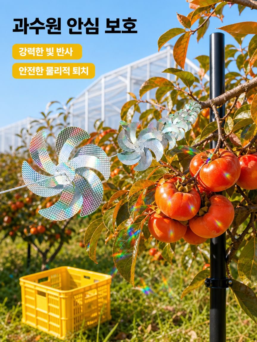 야외 조류 퇴치 바람개비 레이저 반사 회전형 새 쫓는 바람개비 과수원 정원용