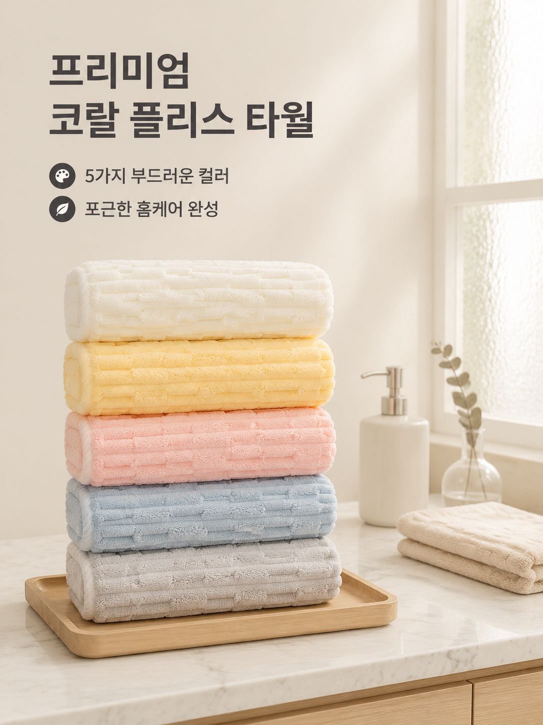 클라우드 스킨케어 두툼한 흡수 코랄 울 타월