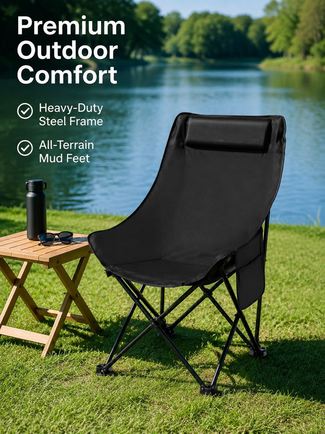 High-back folding fishing chair