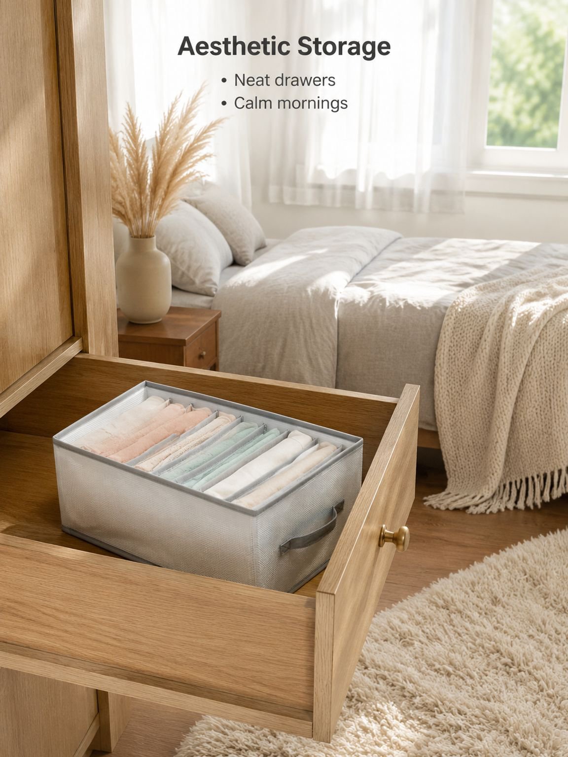 Transparent PP board washable wardrobe drawer organizer, underwear and panty compartment, large 8-co