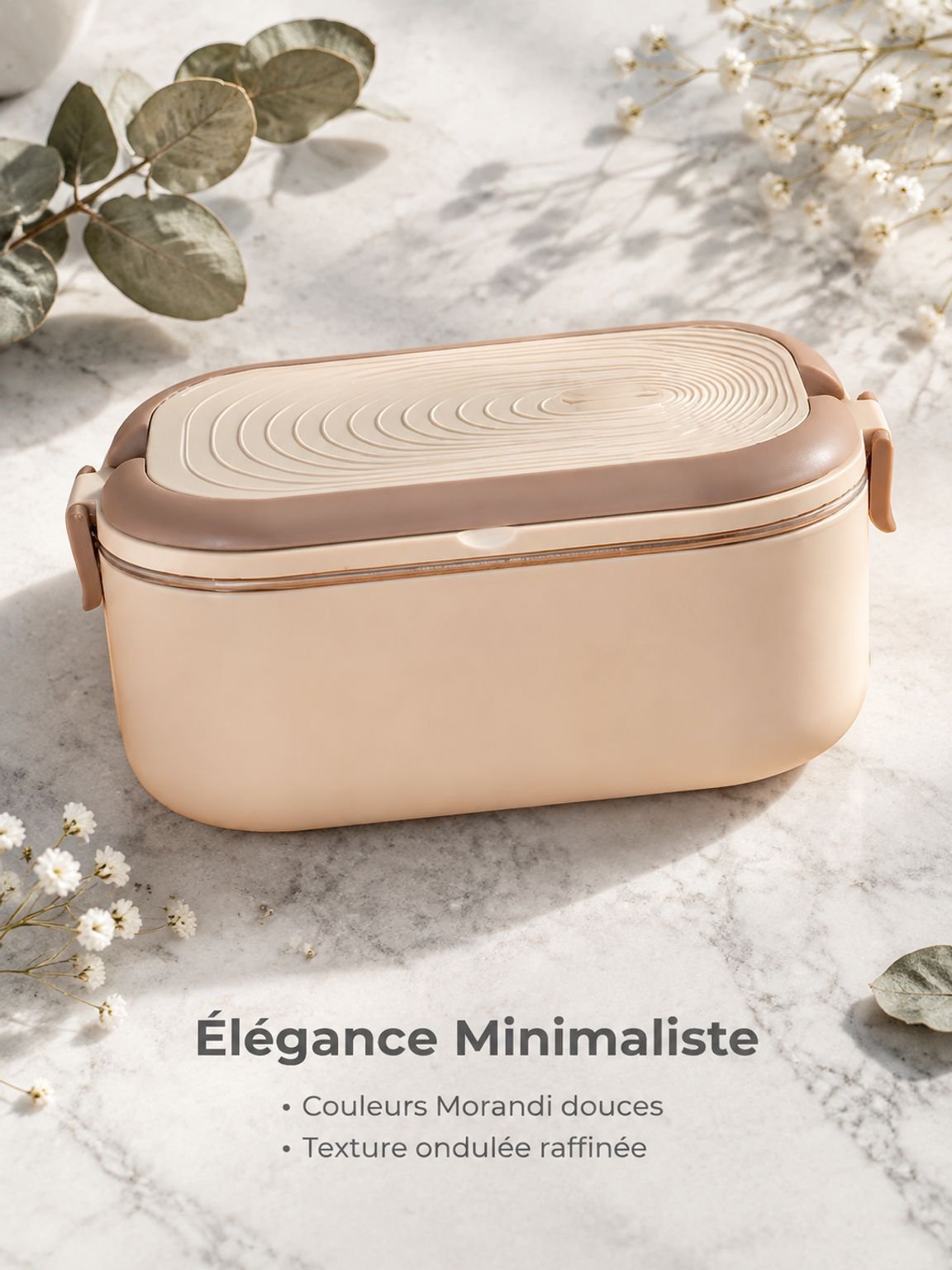 Compartiment à couverts intégré et accessoires inclus pour le repas nomade
