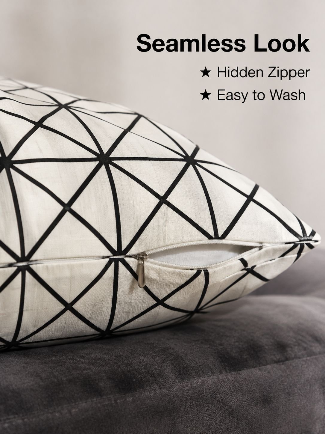 Geometric Black and White Cushion