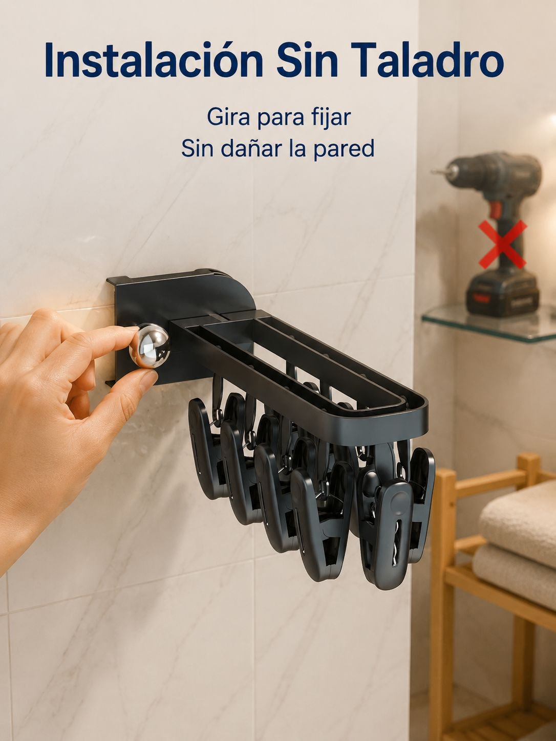 Tendedero de ventosa para ventana de balcón