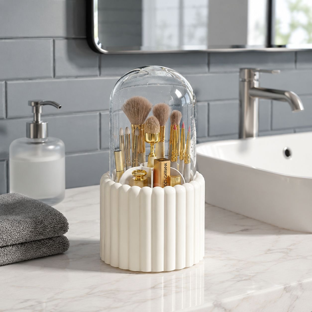 Convex Dot Dustproof Lid Makeup Brush Storage Pen Holder