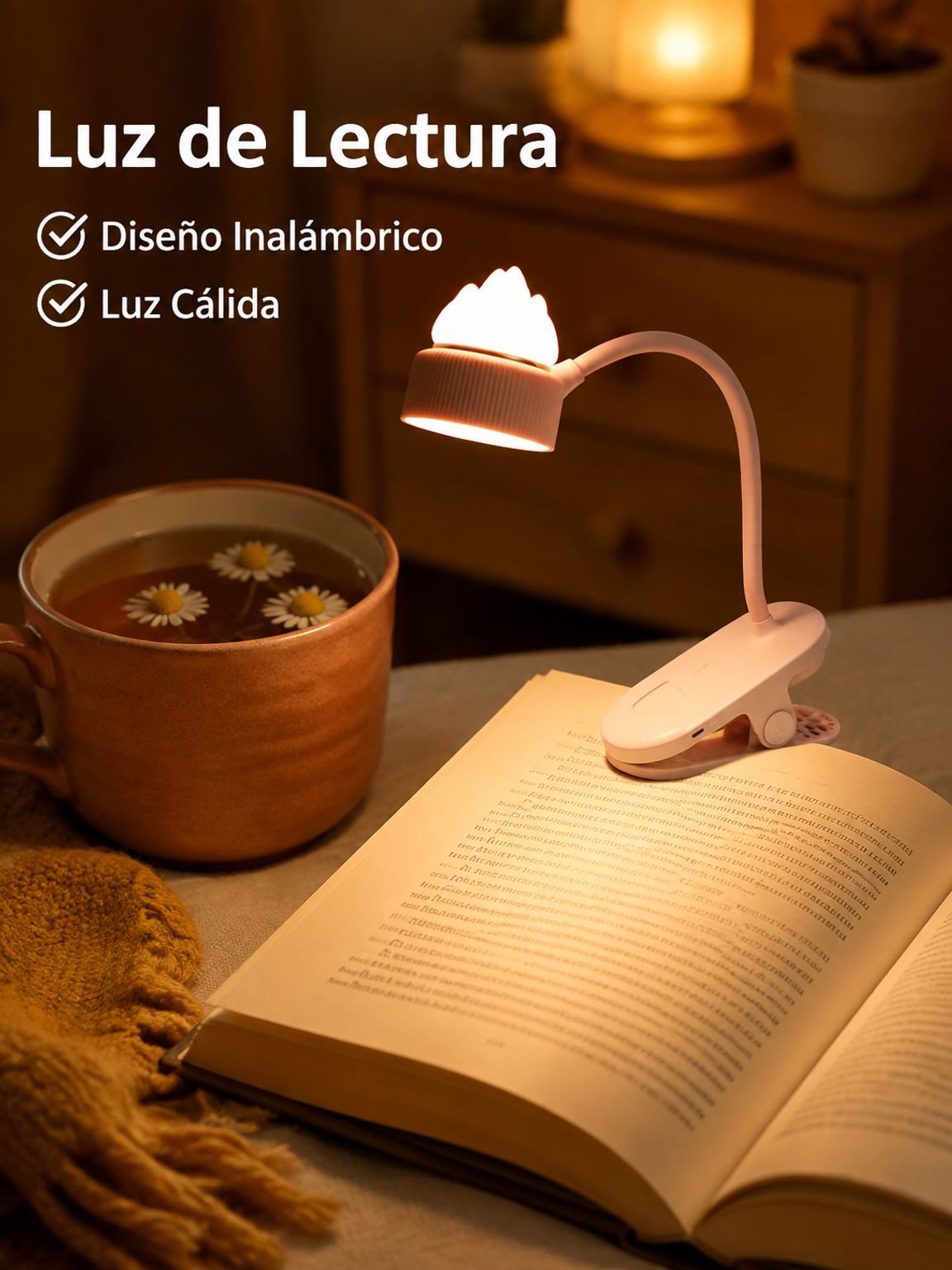 Lámpara de lectura inalámbrica con clip