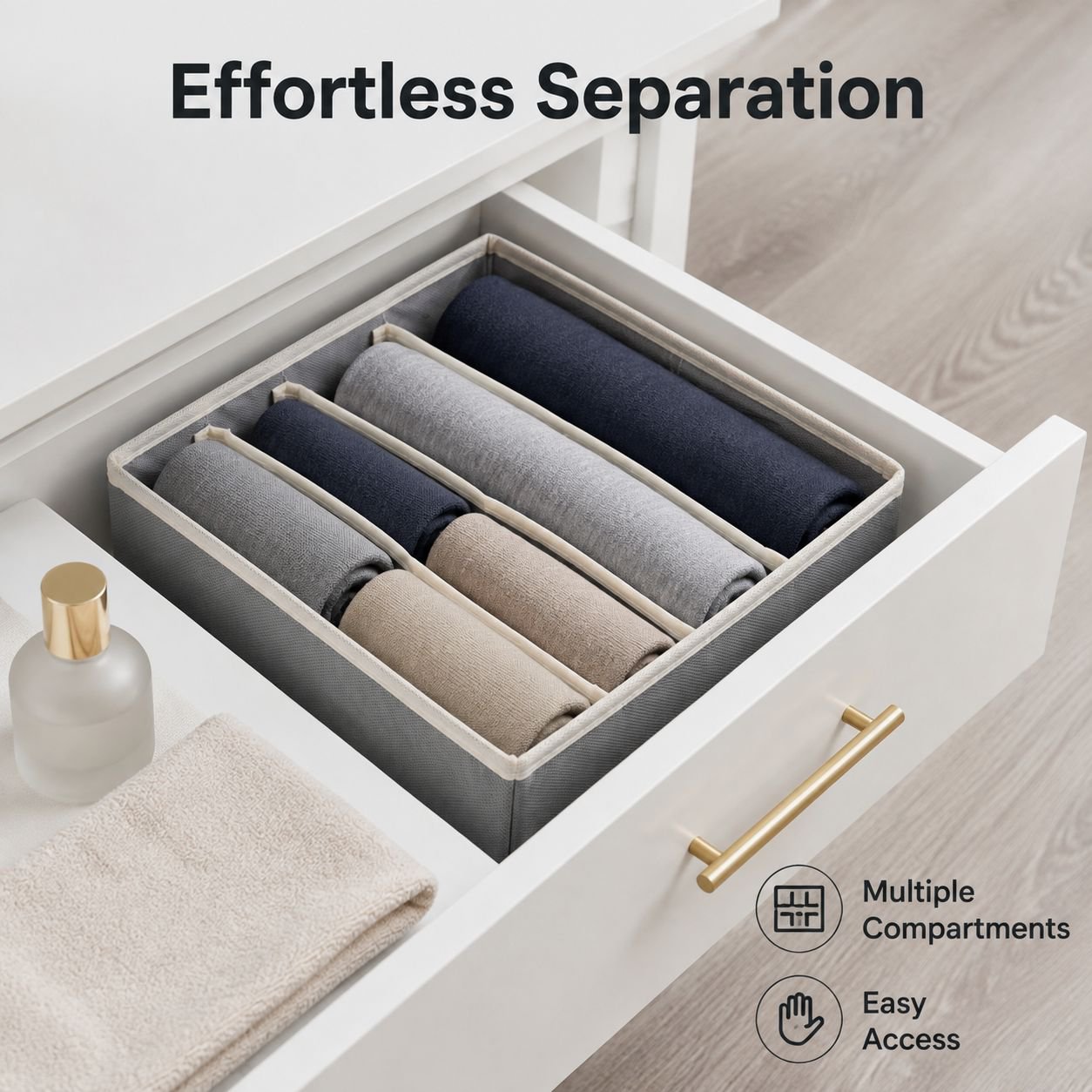 Fabric storage box for dividing underwear
