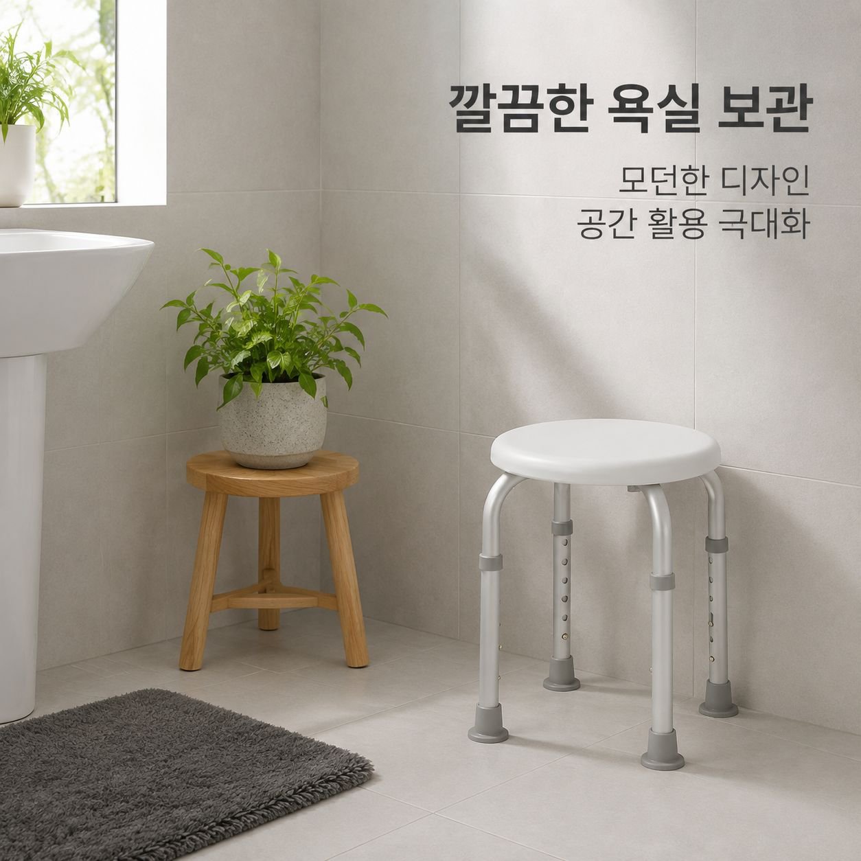 욕실용 미끄럼 방지 알루미늄 합금 샤워 의자