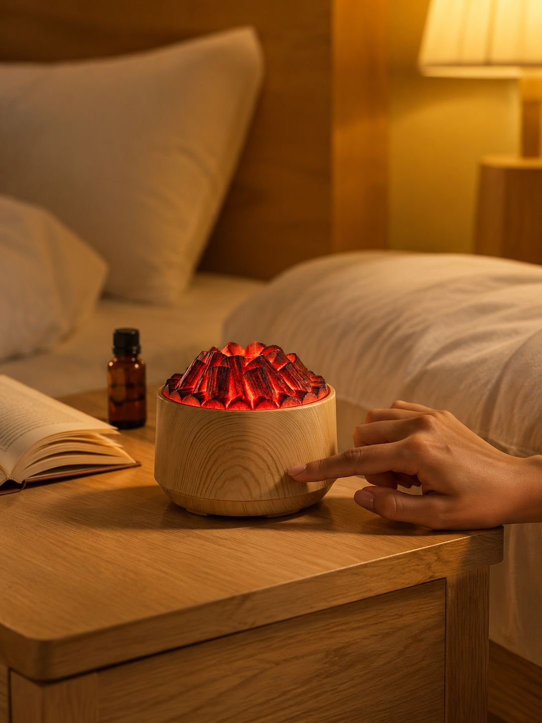 Flame effect humidifier for living room