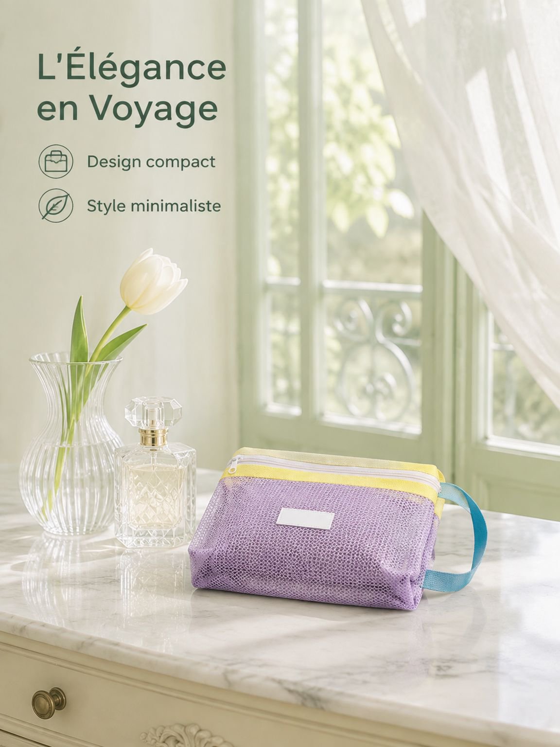Trousse de toilette portable imperméable à mailles