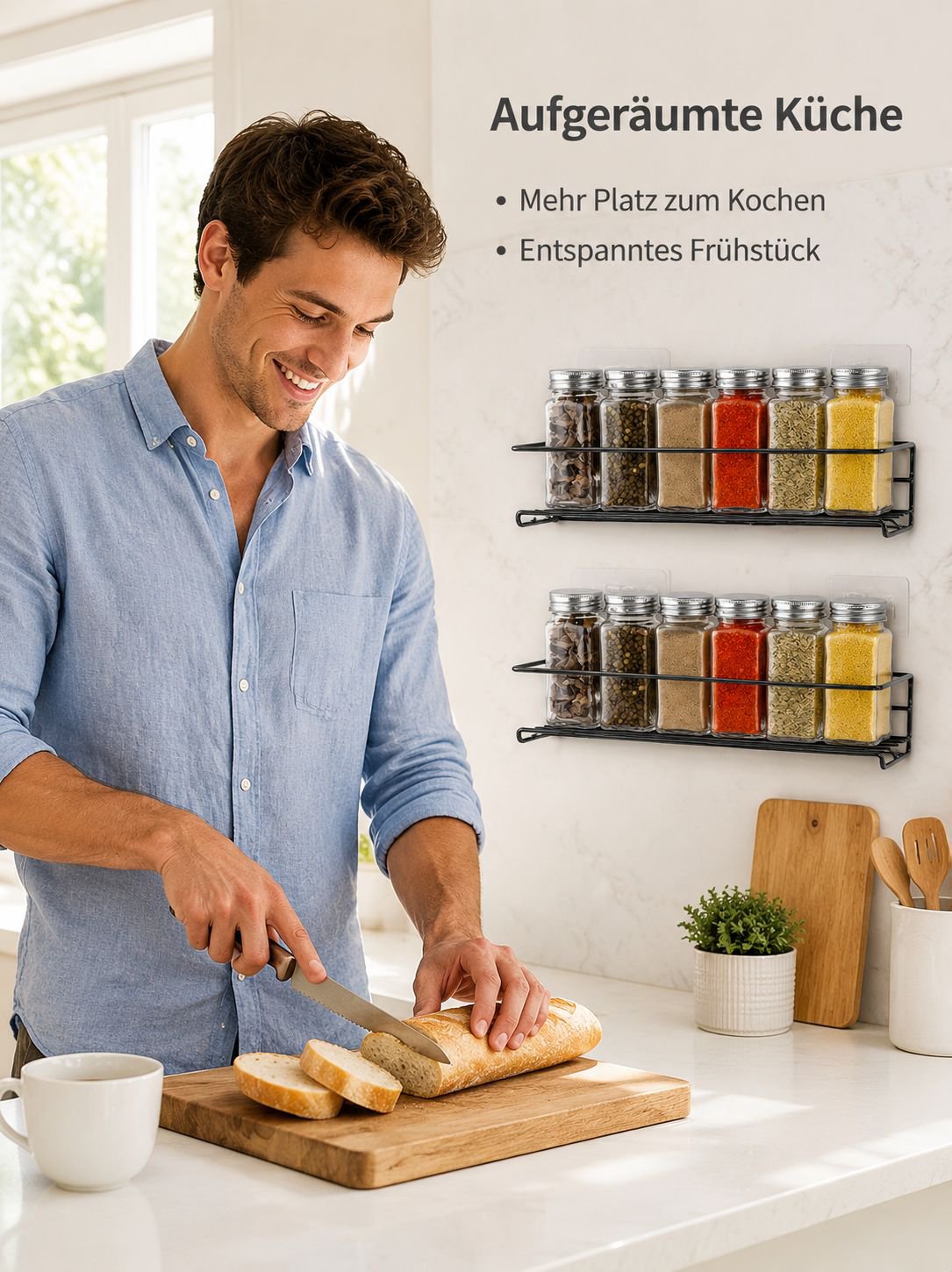 Mehrstufiges Küchengewürzregal an der Wand montiert ohne Bohren