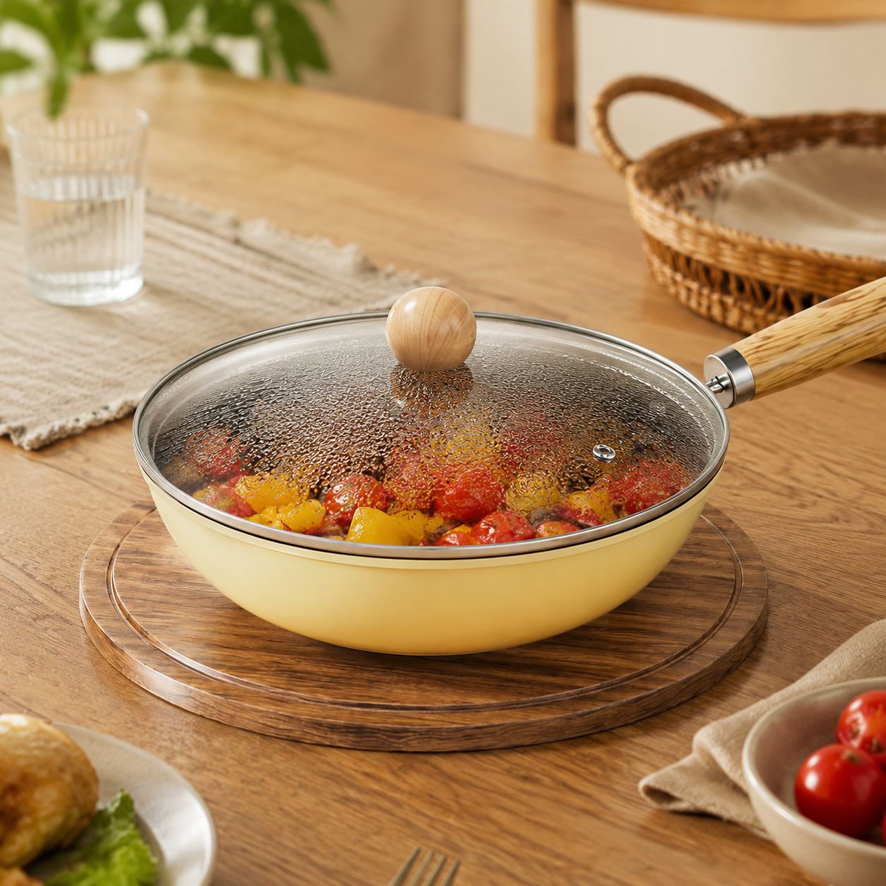 Energy-efficient uncoated induction cooktop in use