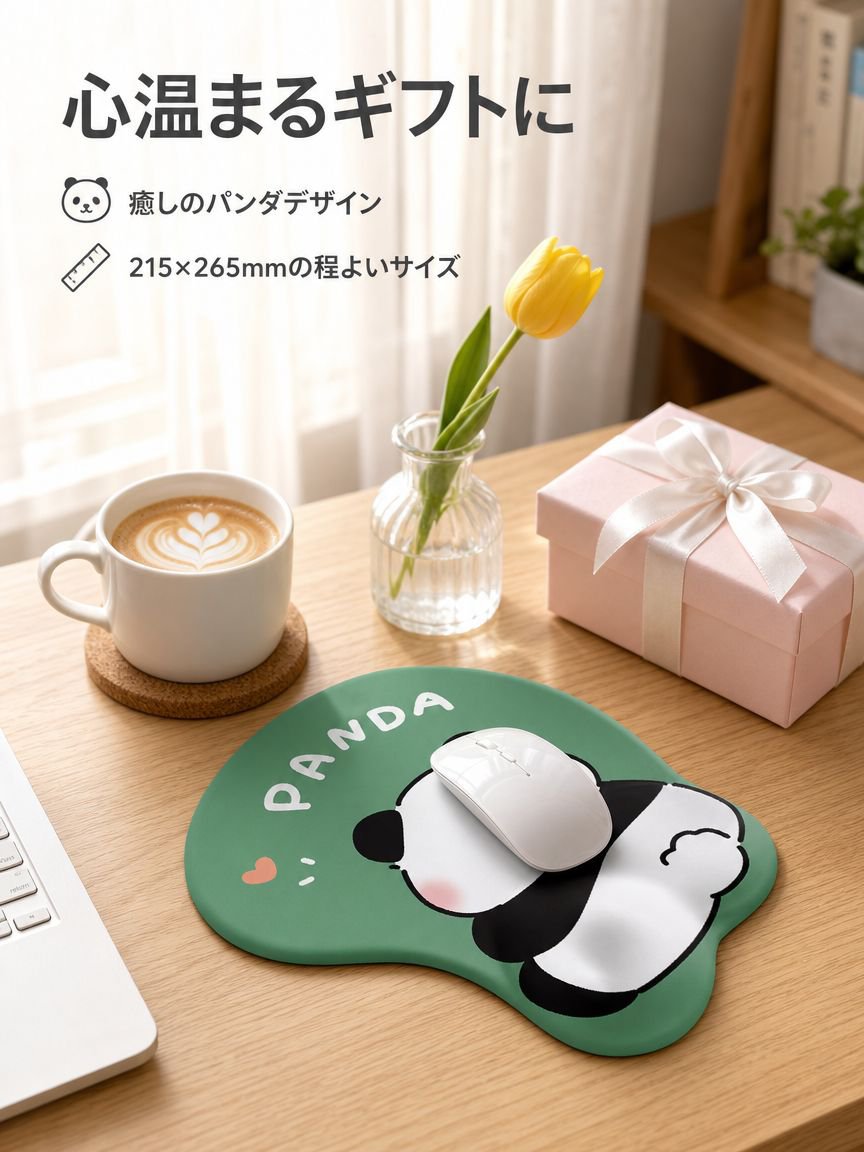 かわいいおしりパンダのリストレスト付きマウスパッド シリコンパッド