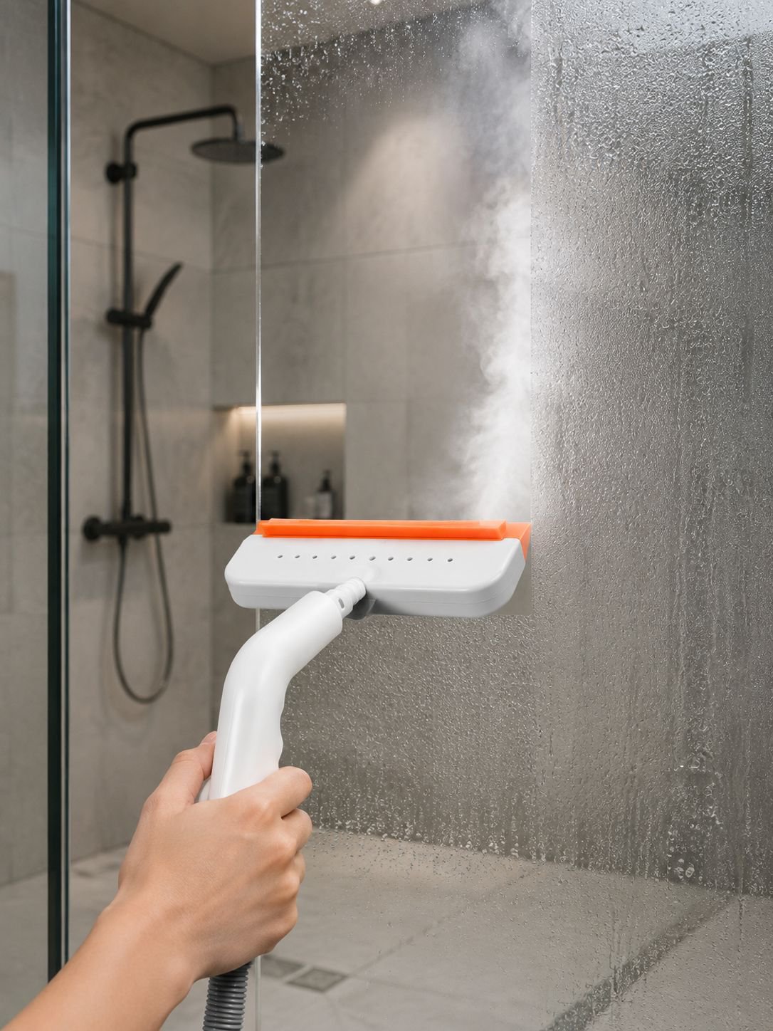 Dampfreiniger im Einsatz auf Teppichboden
