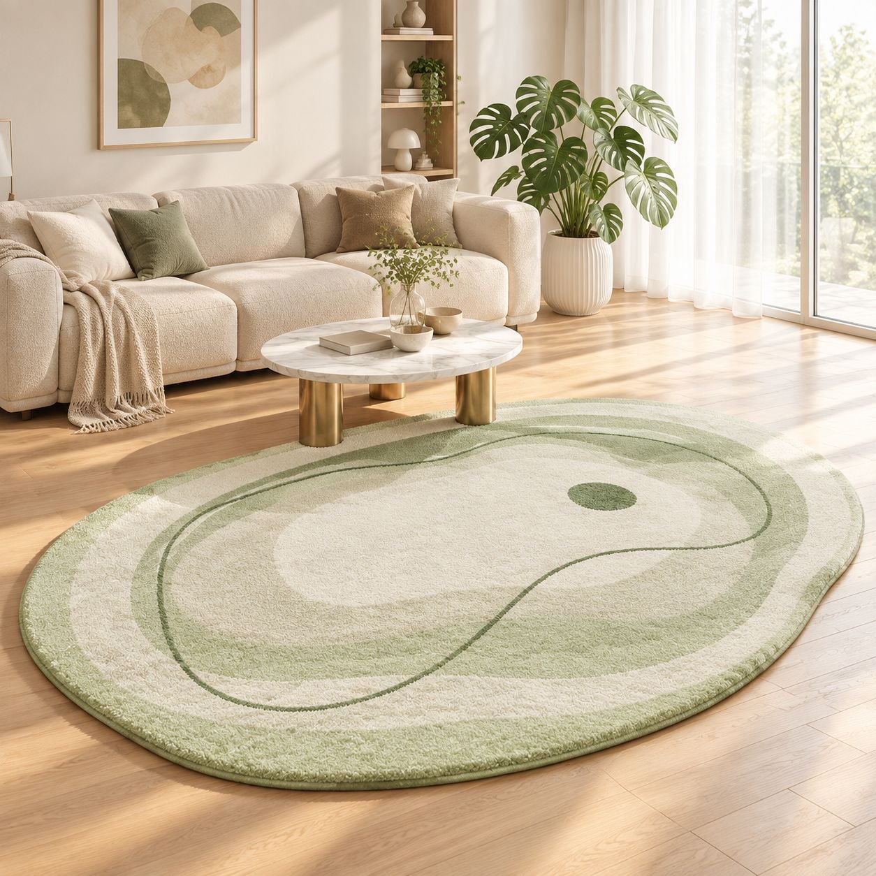 Alfombra de cachemira color crema para sala y dormitorio