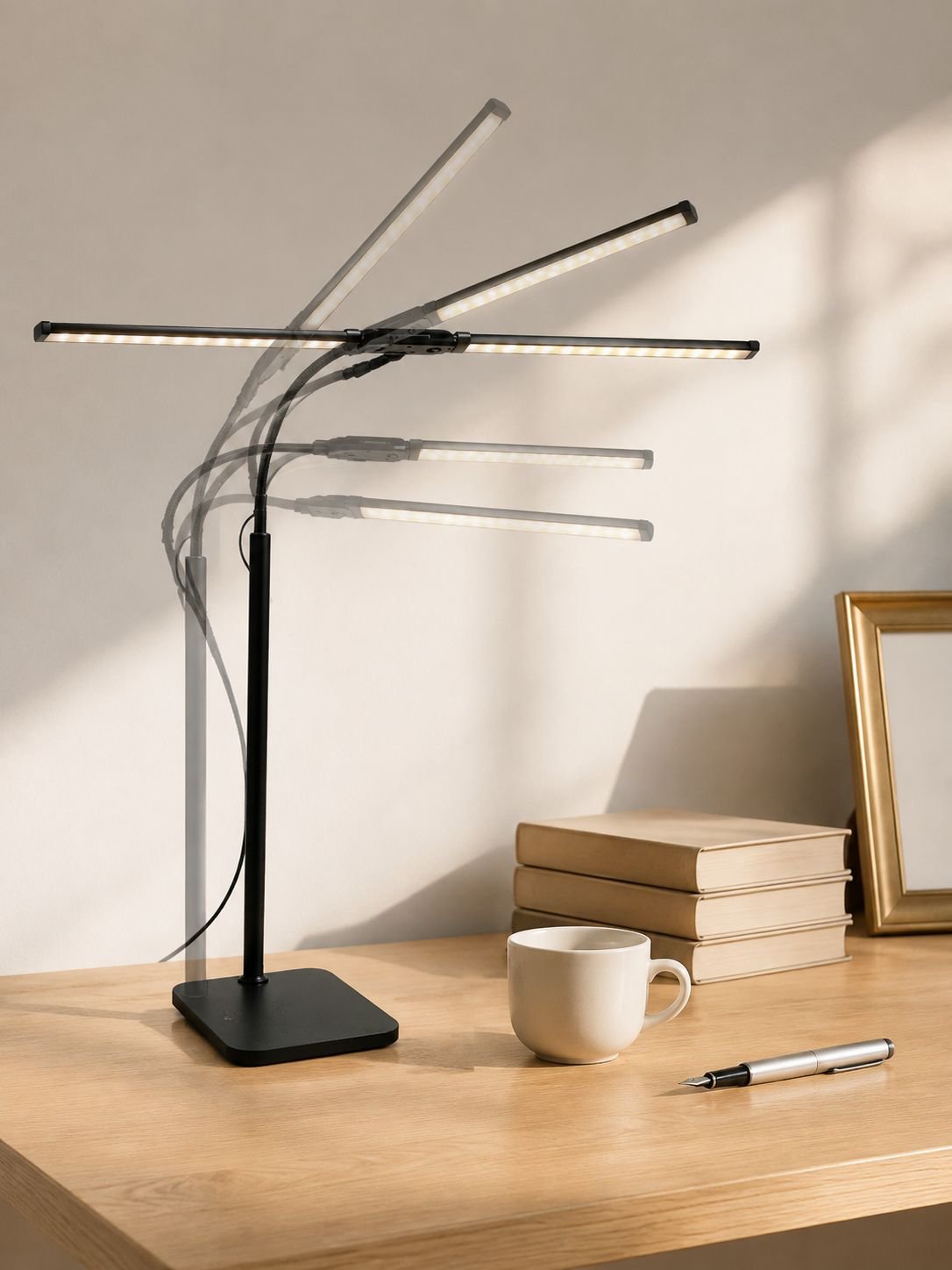 Lampe de bureau à double tête avec éclairage réglable