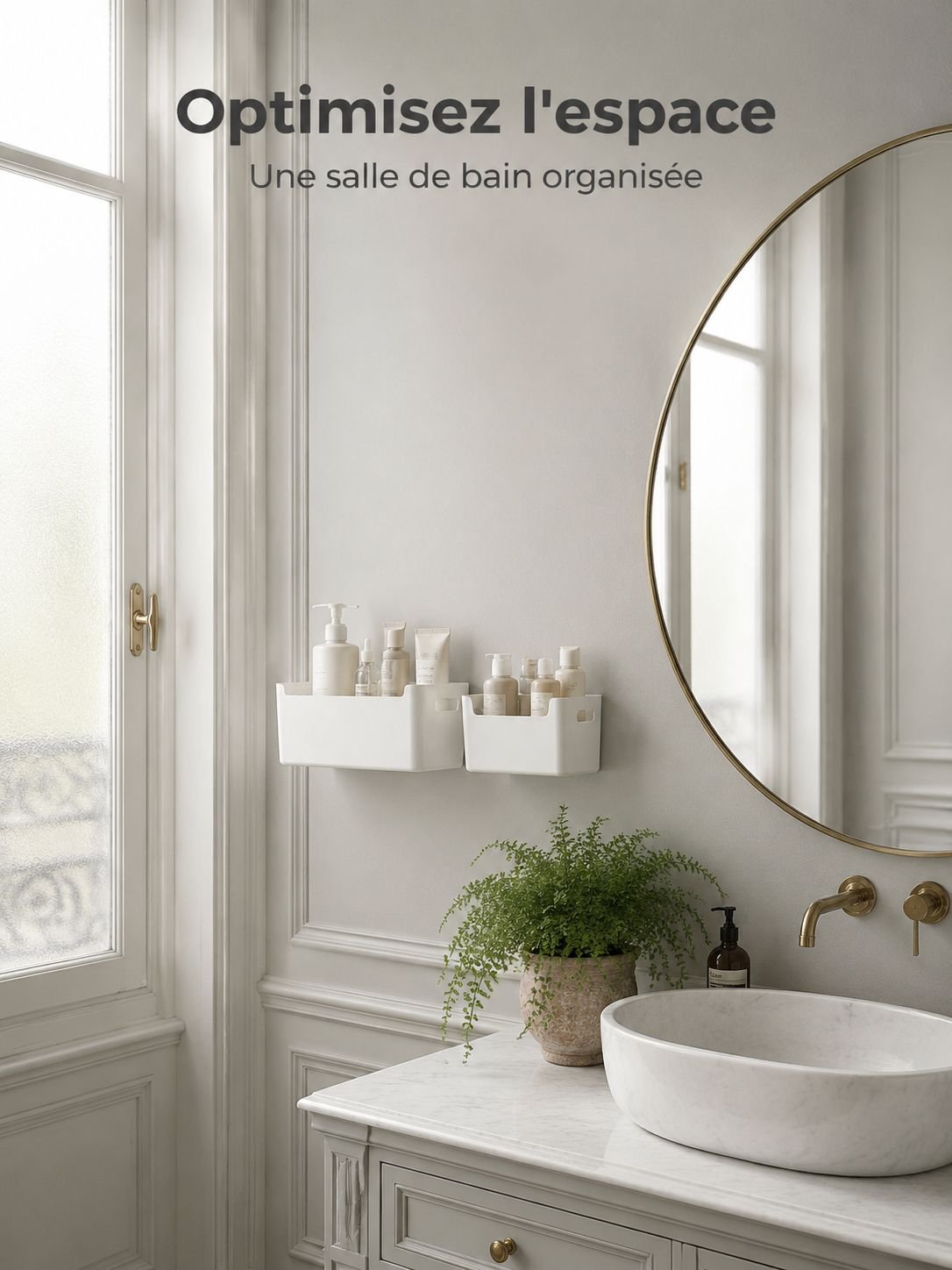 Vue générale de la boîte de rangement murale simple pour salle de bain