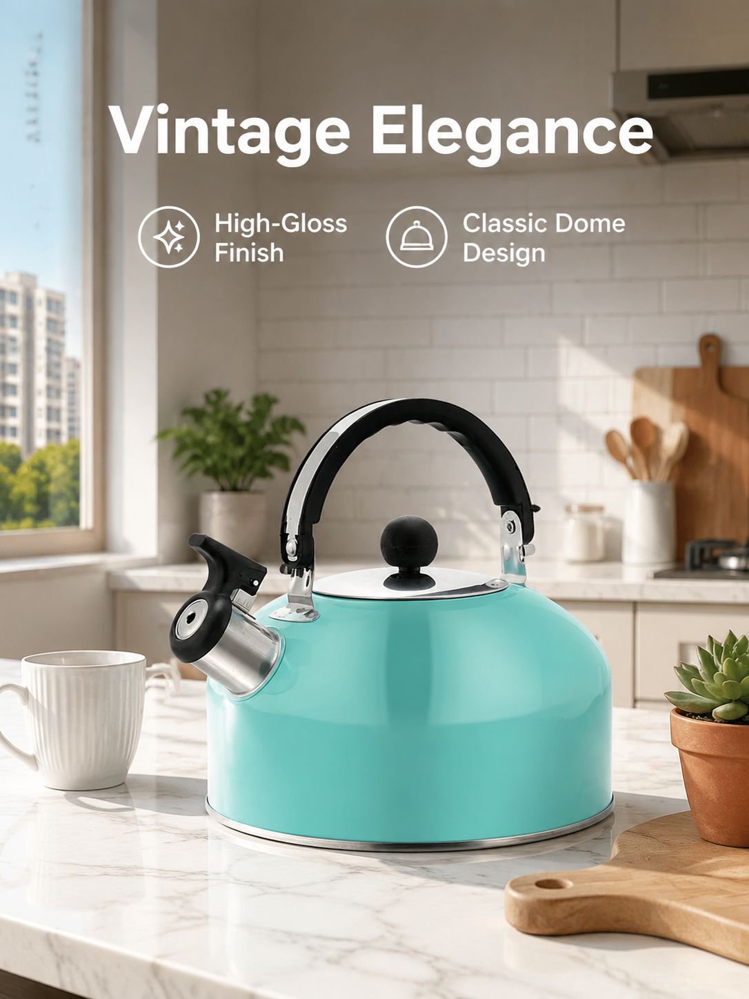 Flat-bottomed stainless steel kettle