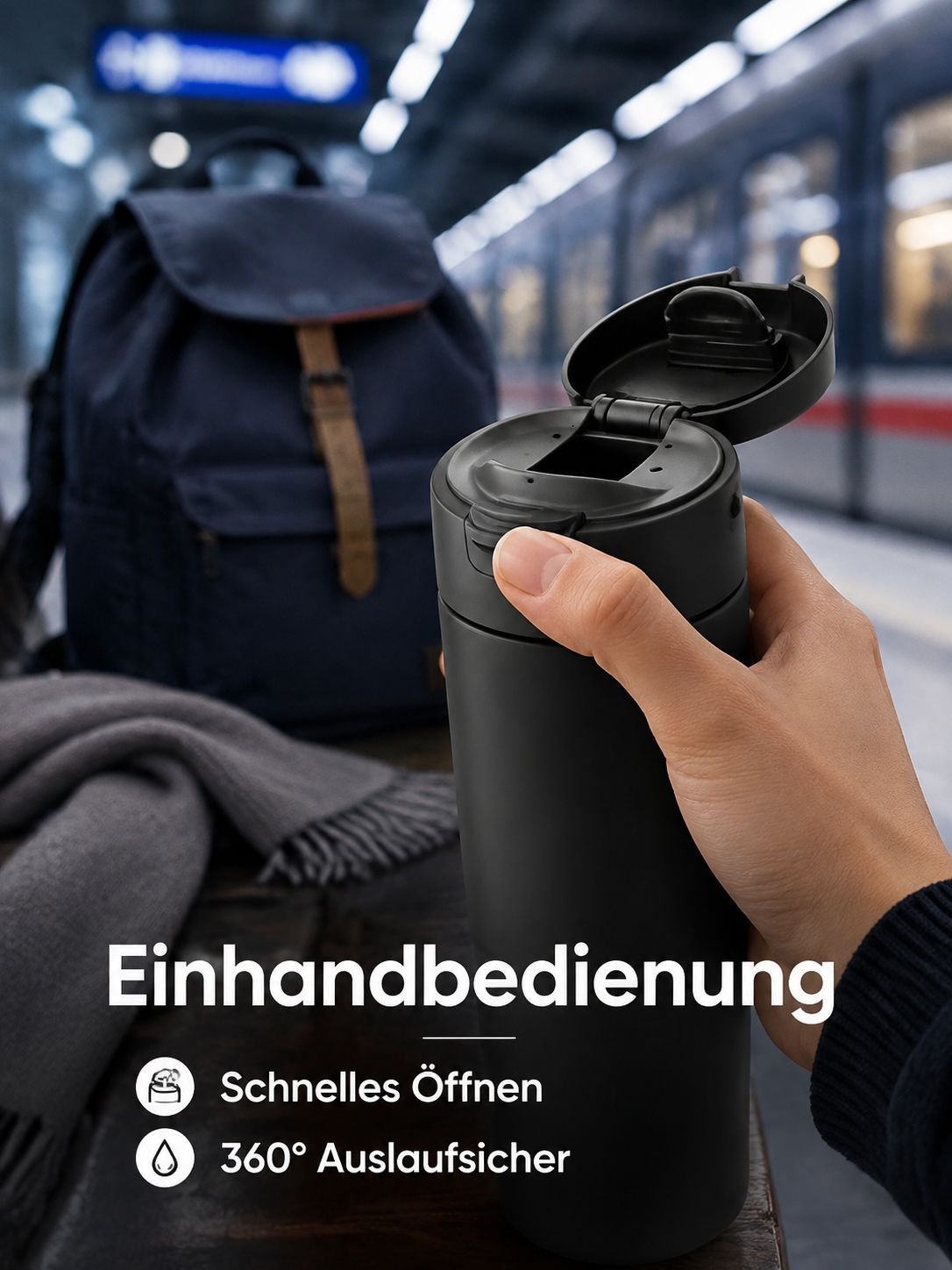 Stylische Keramik-Thermoflasche mit viel Volumen