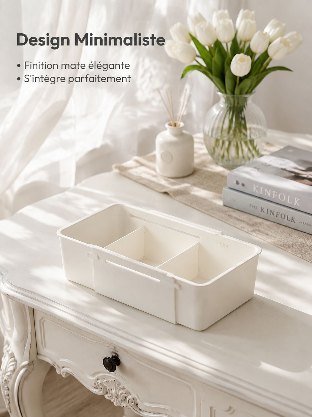 Boîte de rangement extensible à compartiments pour organiser les petits objets