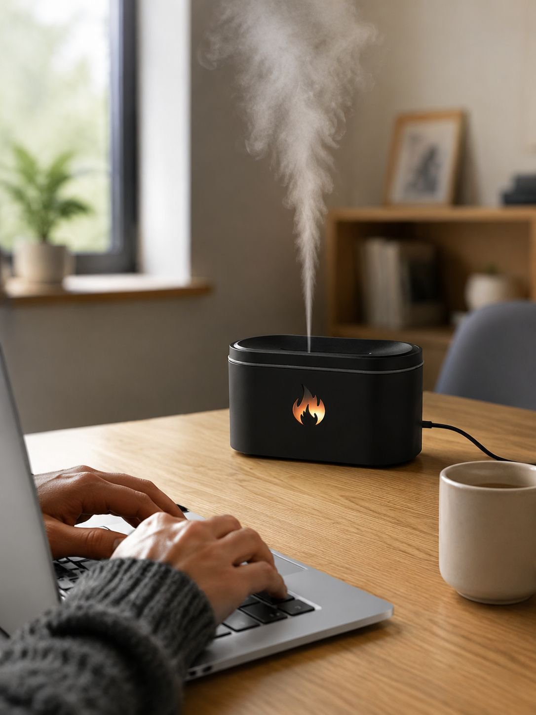 New Colorful Simulation Flame Aroma Diffuser USB Plug-in Home Desktop Ambient Night Light Atomizing 