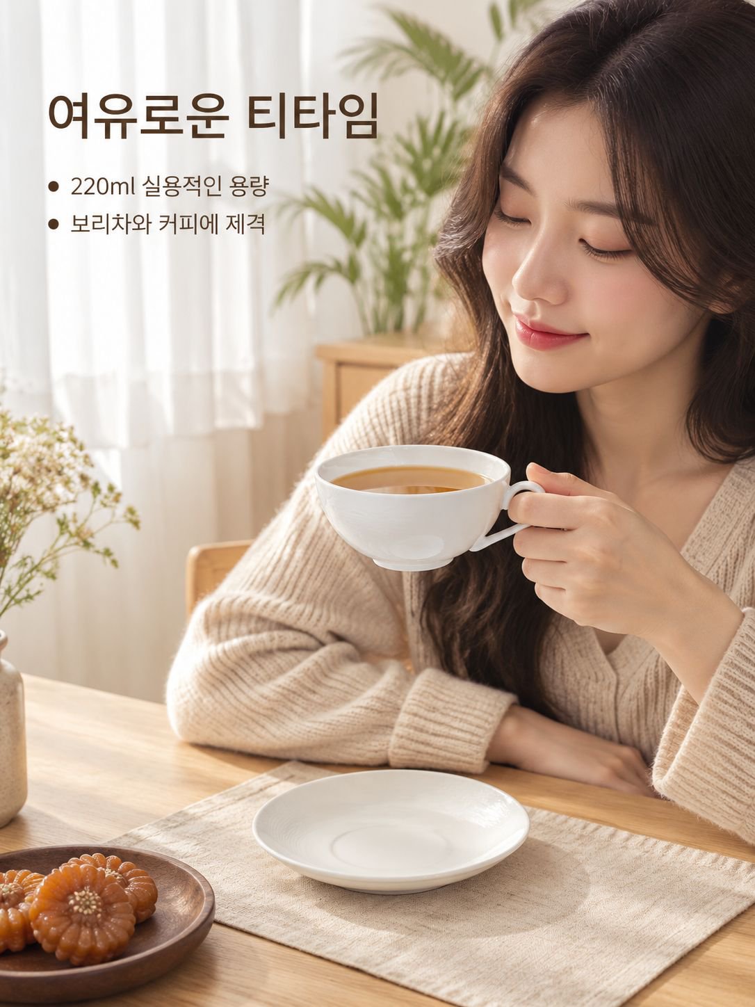 도자기 쟁반과 식기 세트