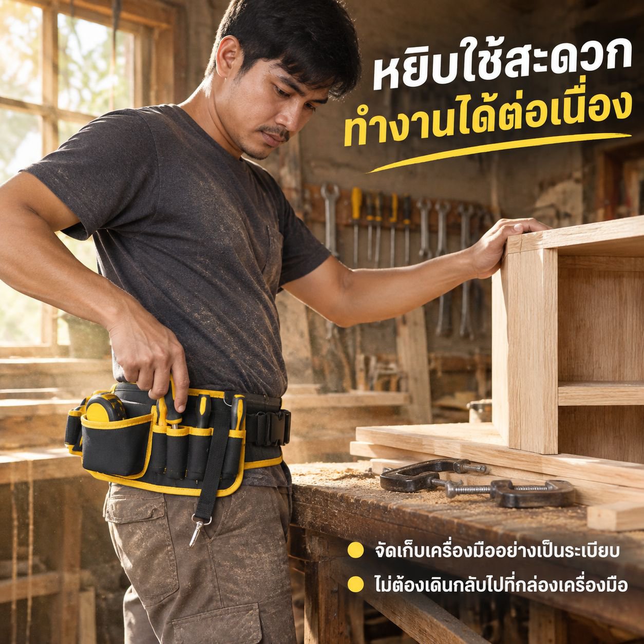 กระเป๋าผ้าแคนวาสอเนกประสงค์สำหรับช่างไฟฟ้าและช่างไม้