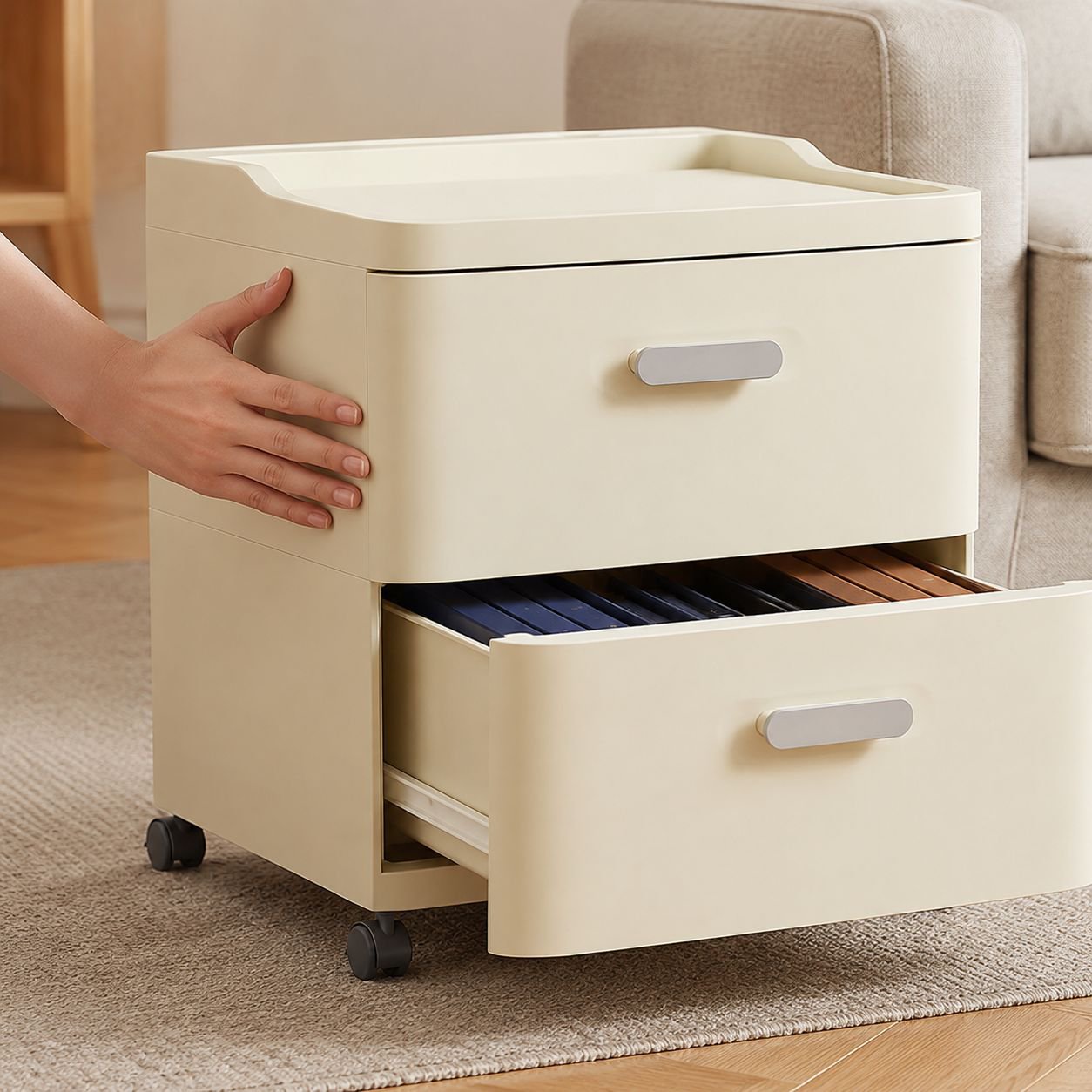 Spacious storage drawers for living room organization