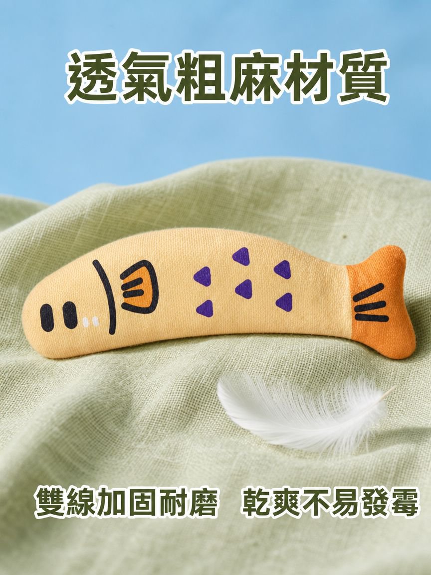寵物玩具猫薄荷猫咪逗猫麻布魚自嗨解悶趣味