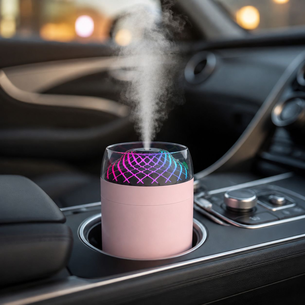 2026 New Mini Humidifier for Desktop, Sterilization & Aroma, 7-Color Ambient Light