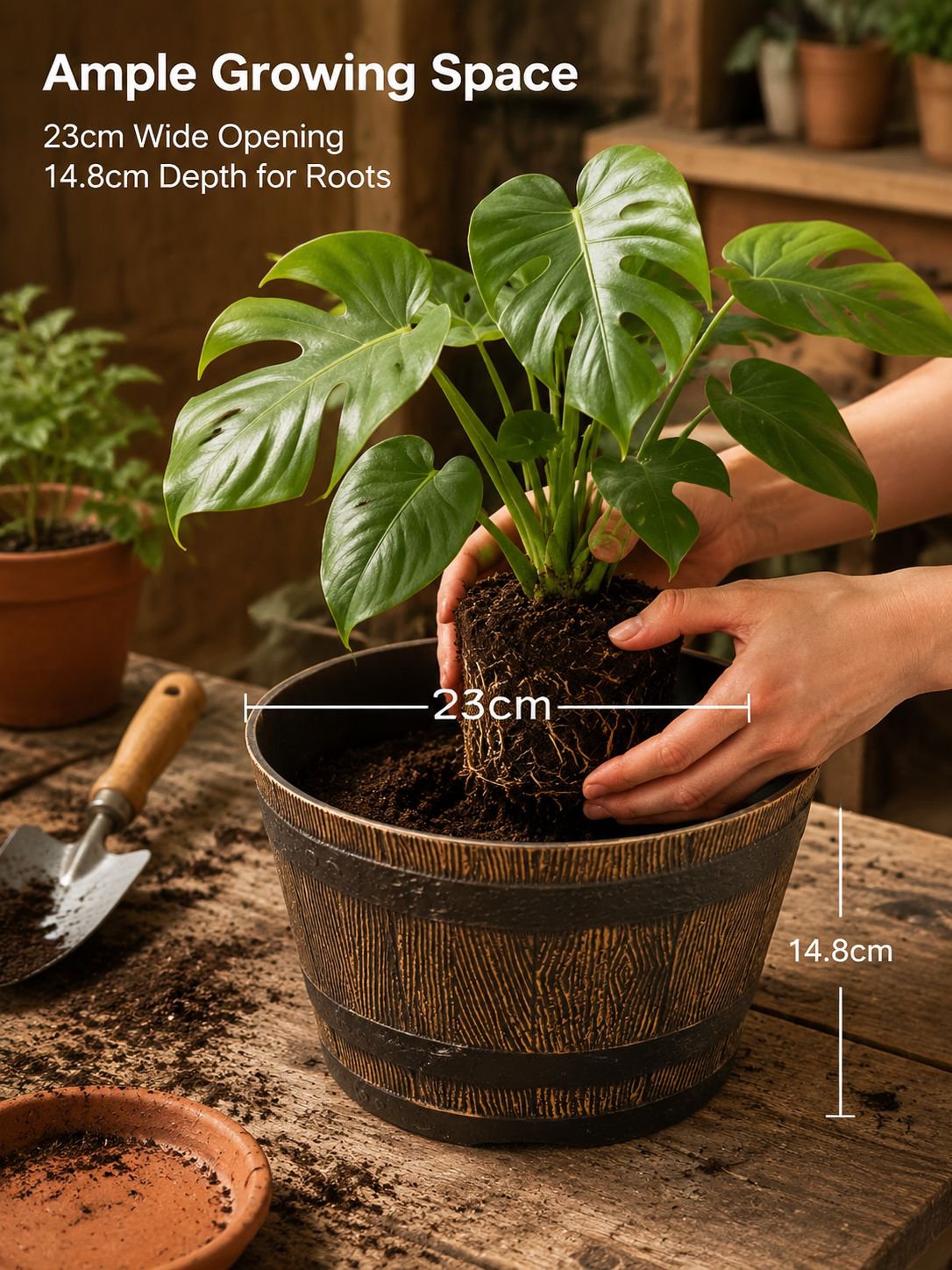 Thickened Wooden Barrel Planter