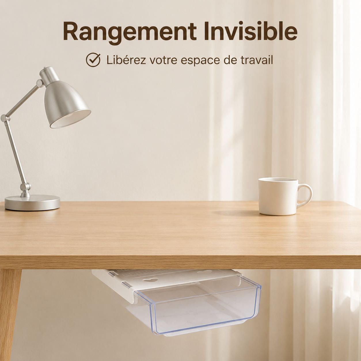 Boîte de rangement à tiroir sous le bureau