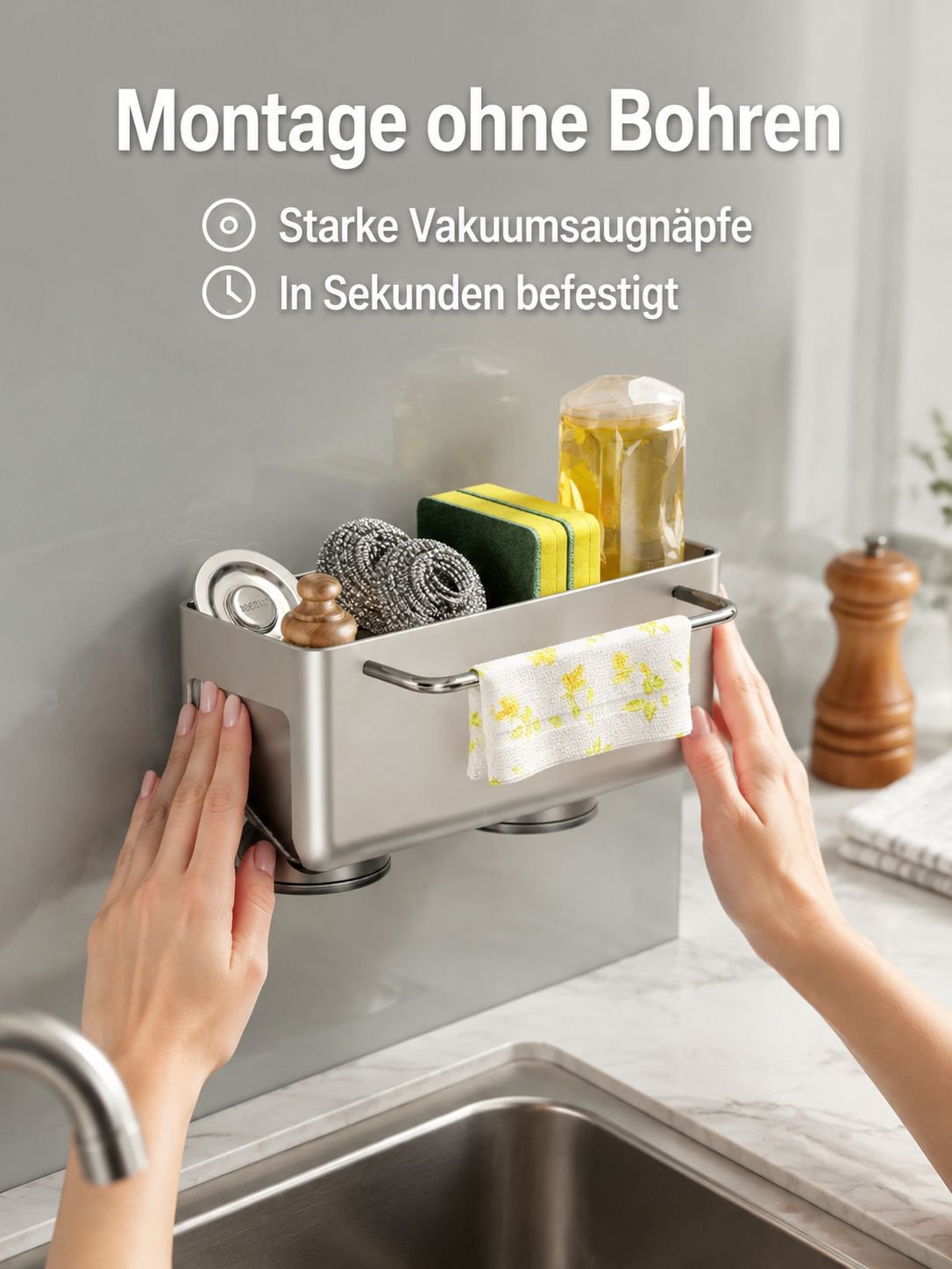 Platzsparender Spültuchhalter für eine optimale Küchenorganisation