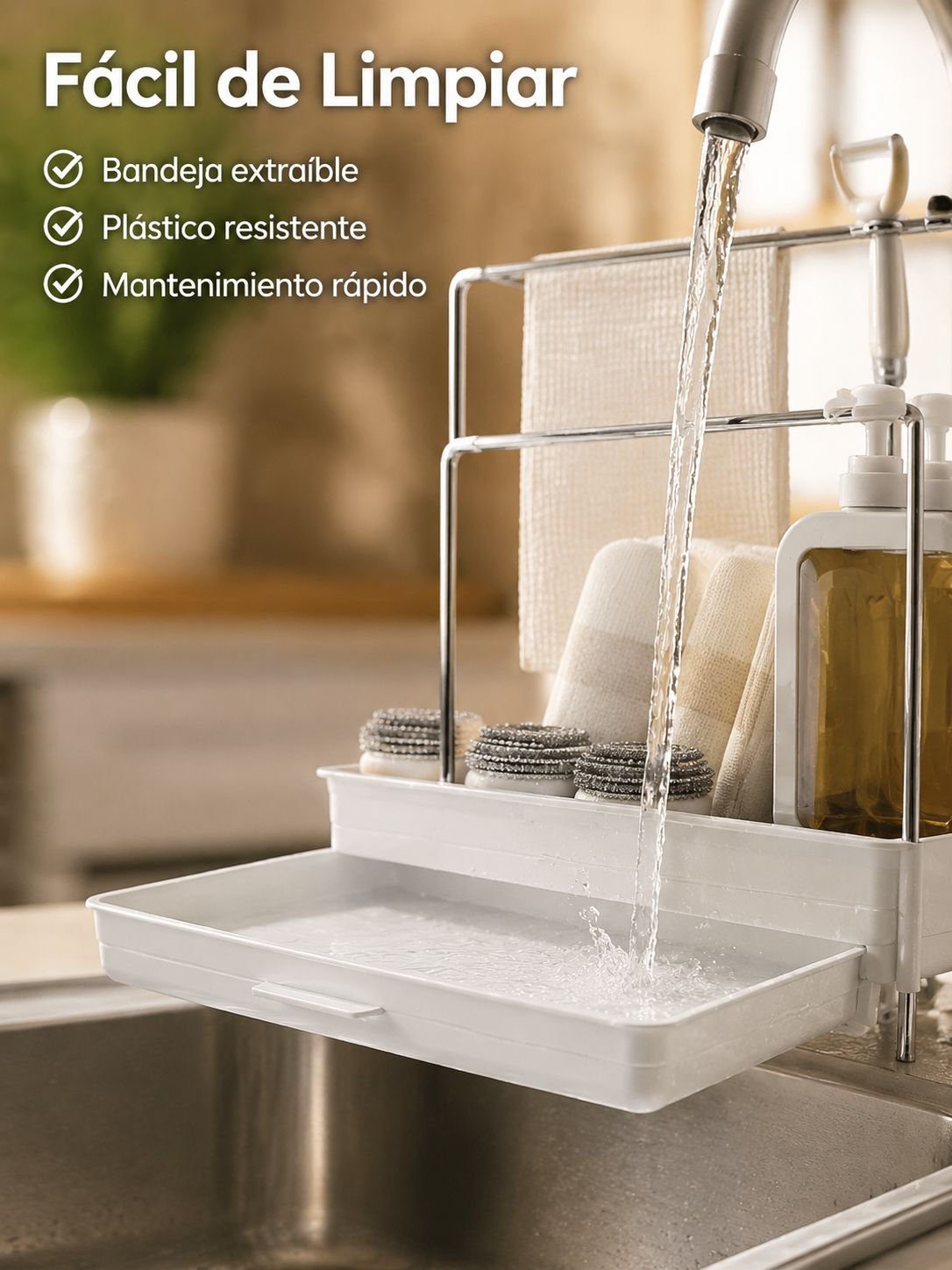 Organizador de baño multifuncional instalado en la pared
