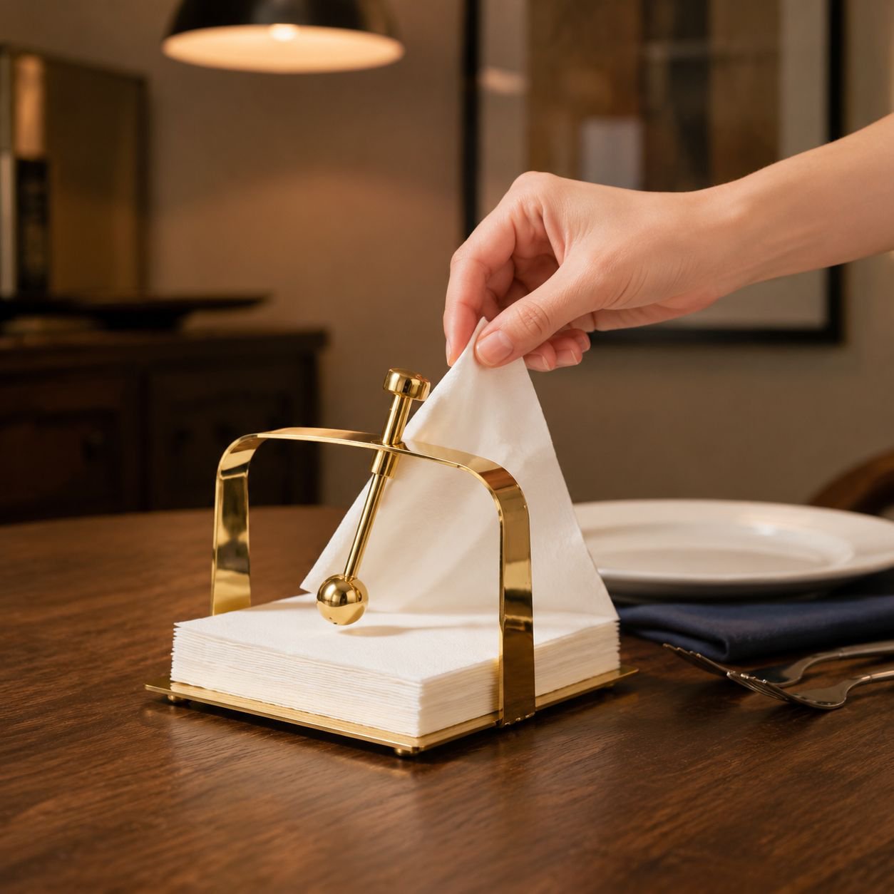Porta servilletas cuadrado de acero inoxidable para hoteles y restaurantes