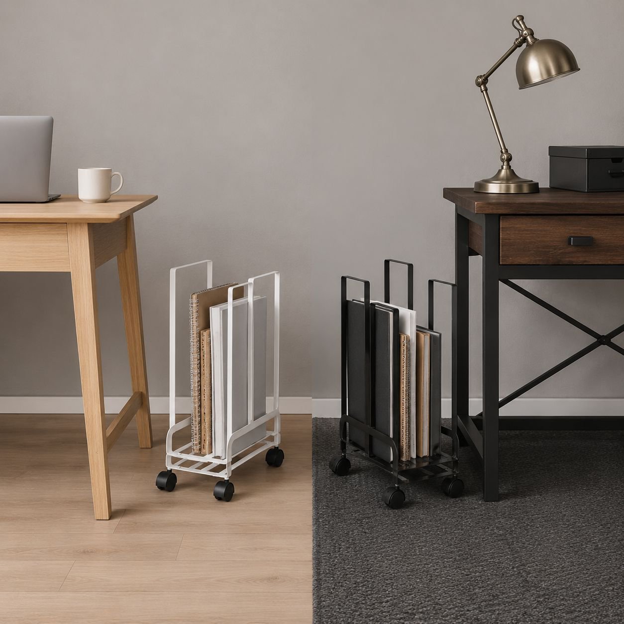 Versatile cardboard rack holding books and decor