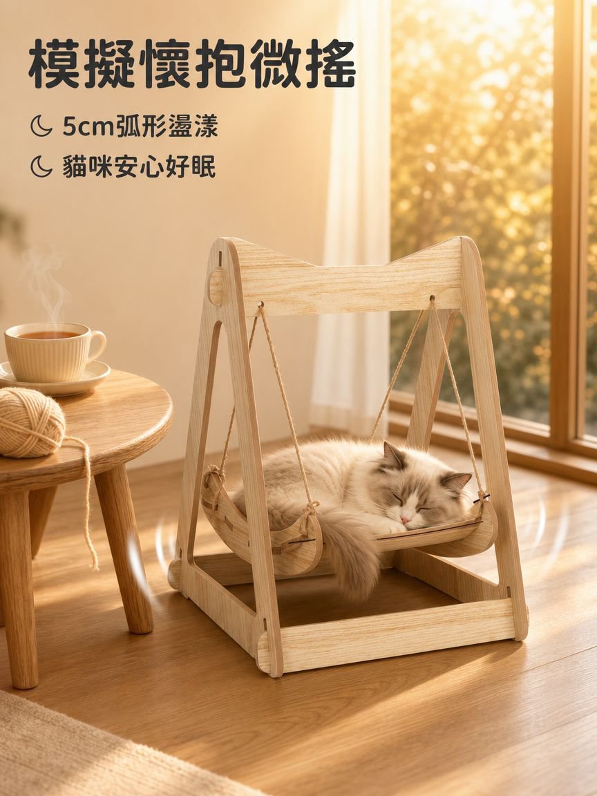 木製貓咪搖床
