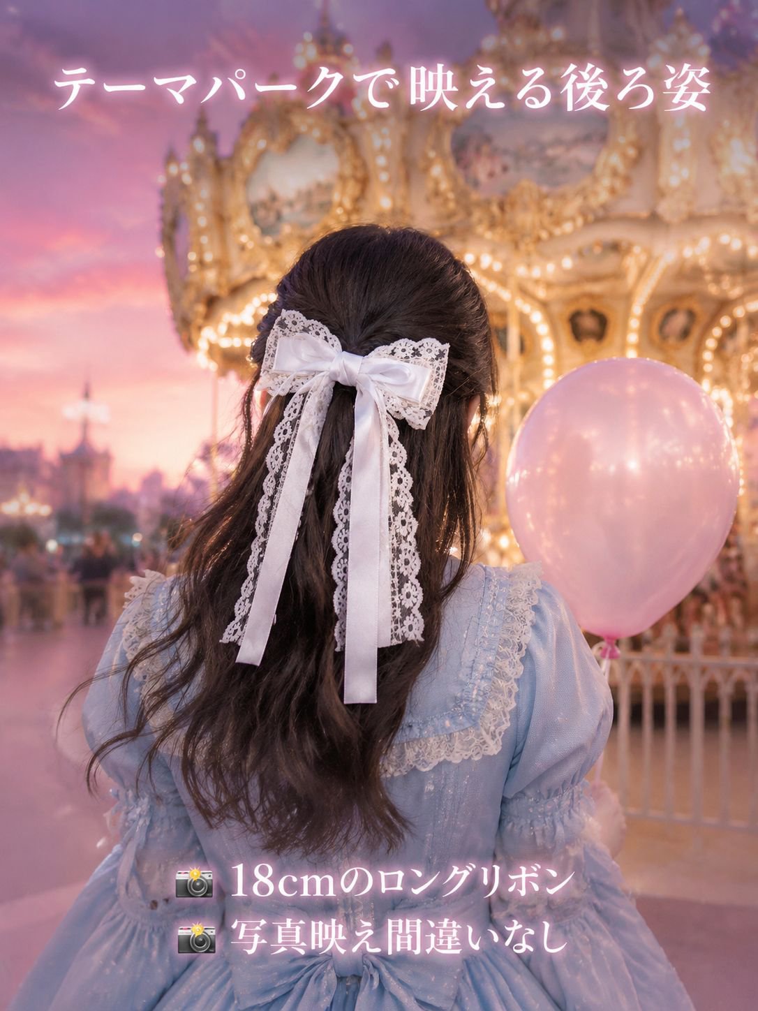リボンレースのヘアクリップ