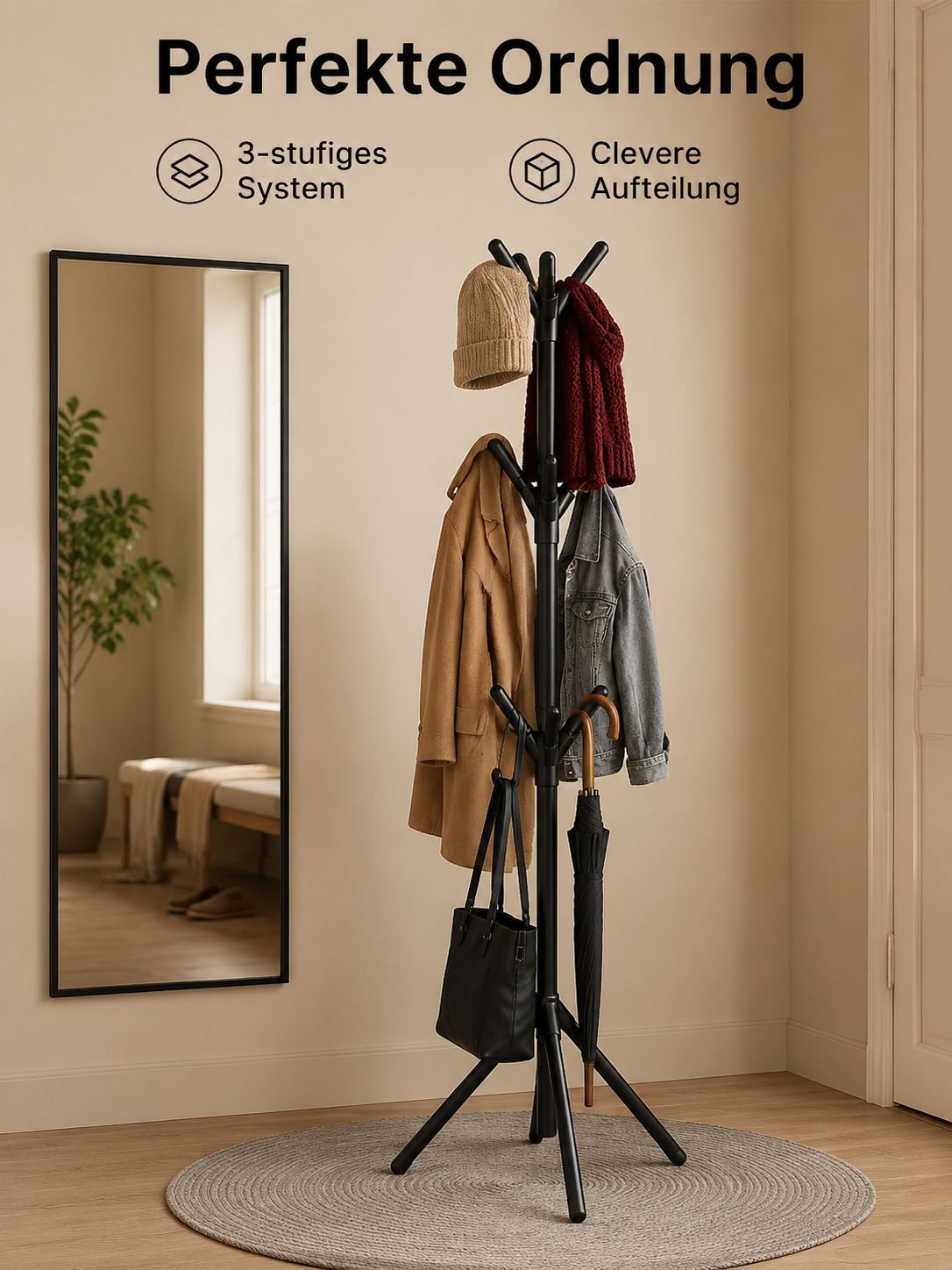 Einfacher, freistehender Kleiderständer