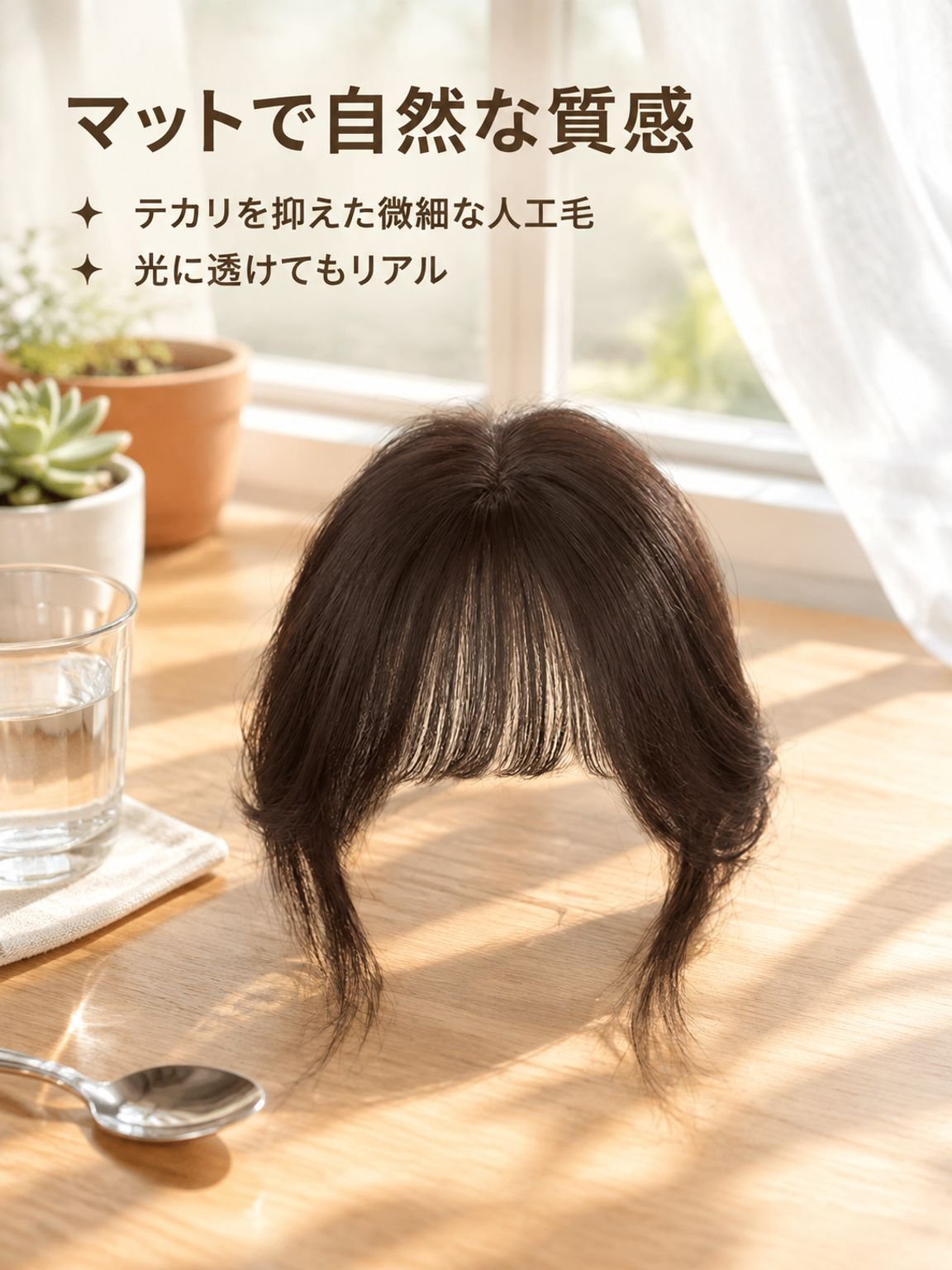 自然な仕上がりの面ファスナー式ウィッグ（女性用）