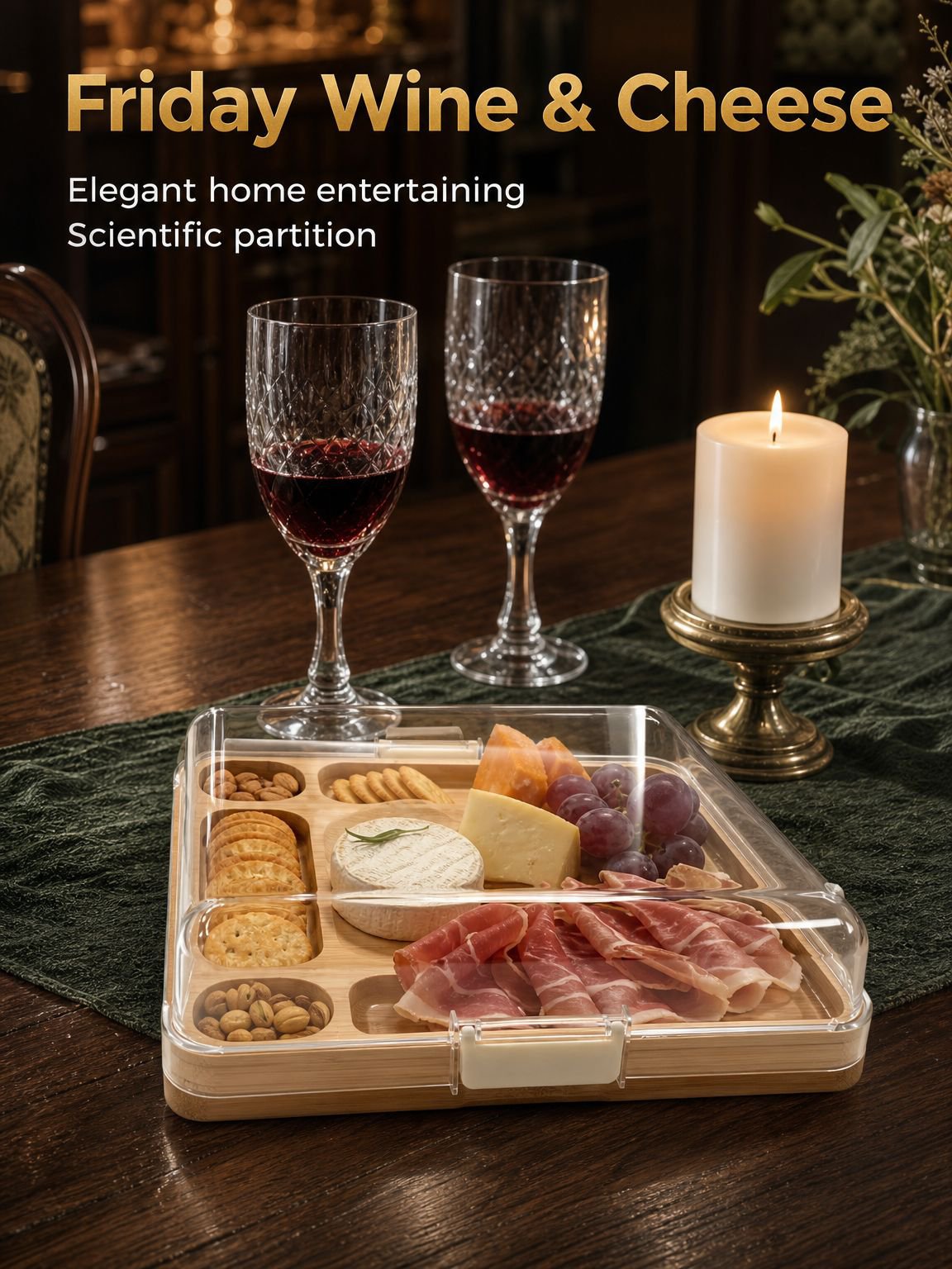 Bamboo divided cooked food tray