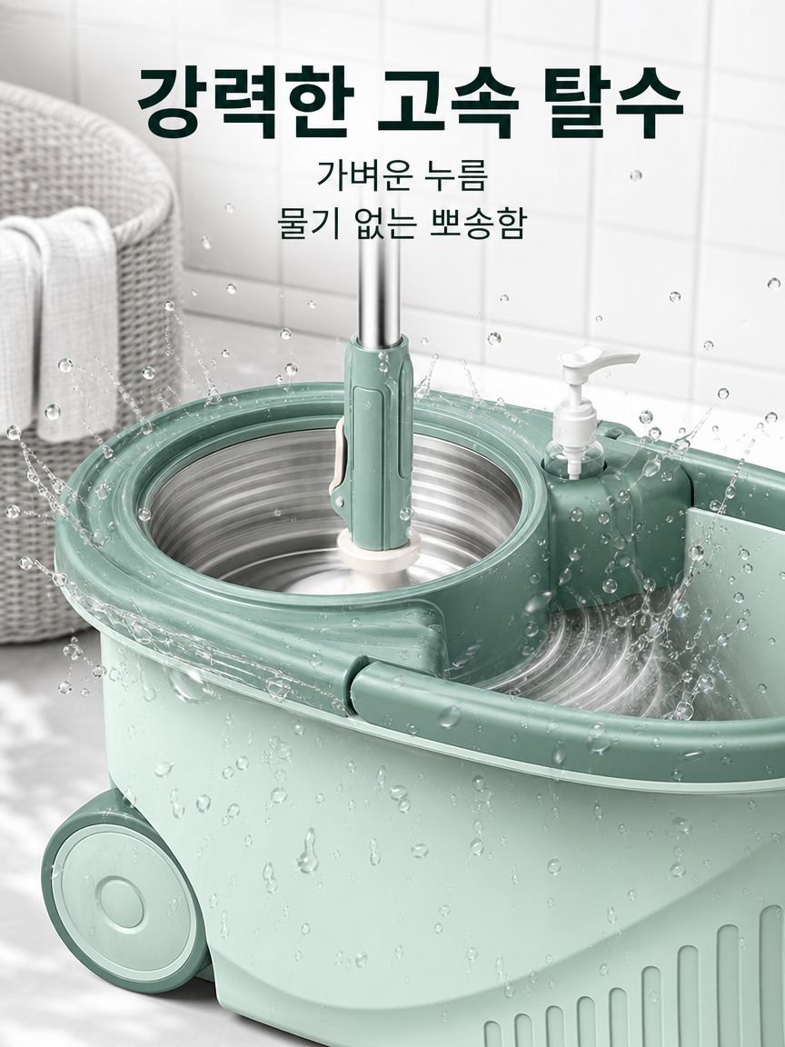 가정용 물걸레통세트 게으름뱅이 물걸레 손세탁 회전구동 물걸레통세트 탈수