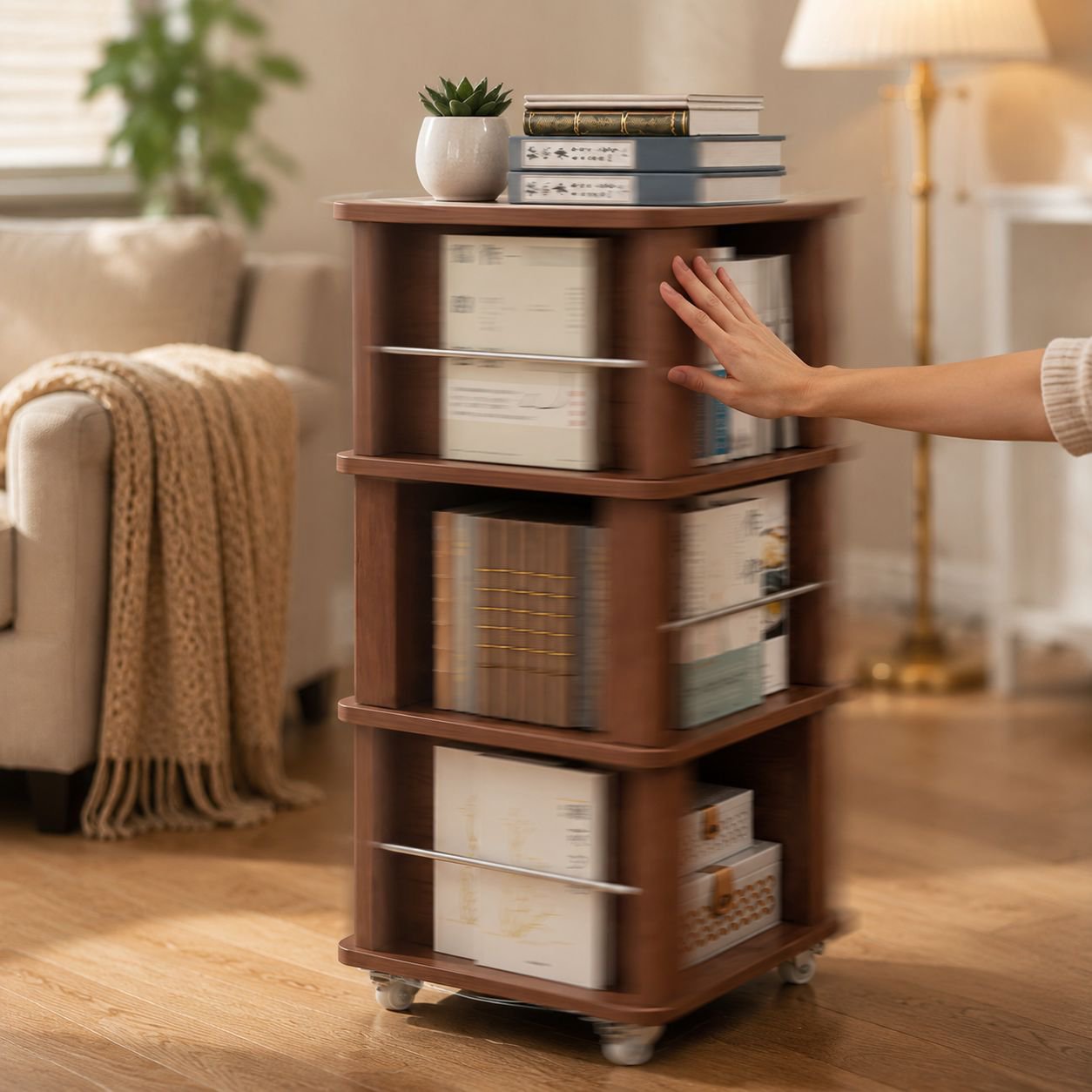 Second-hand Rotatable Magazine Stand Movable Children's Bookshelf for Living Room