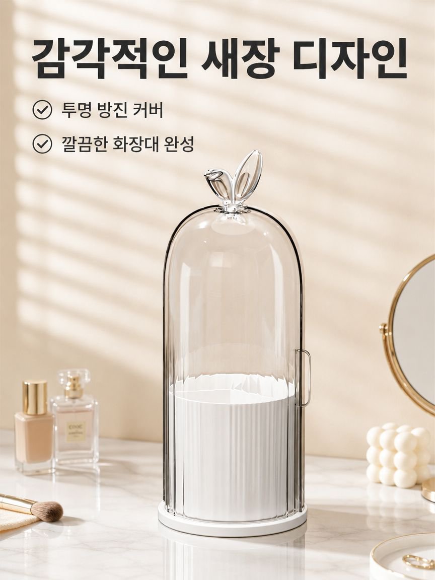 회전식 방진 화장대 화장품 수납함 브러쉬 수납통 테이블 립스틱 아이섀도 선반