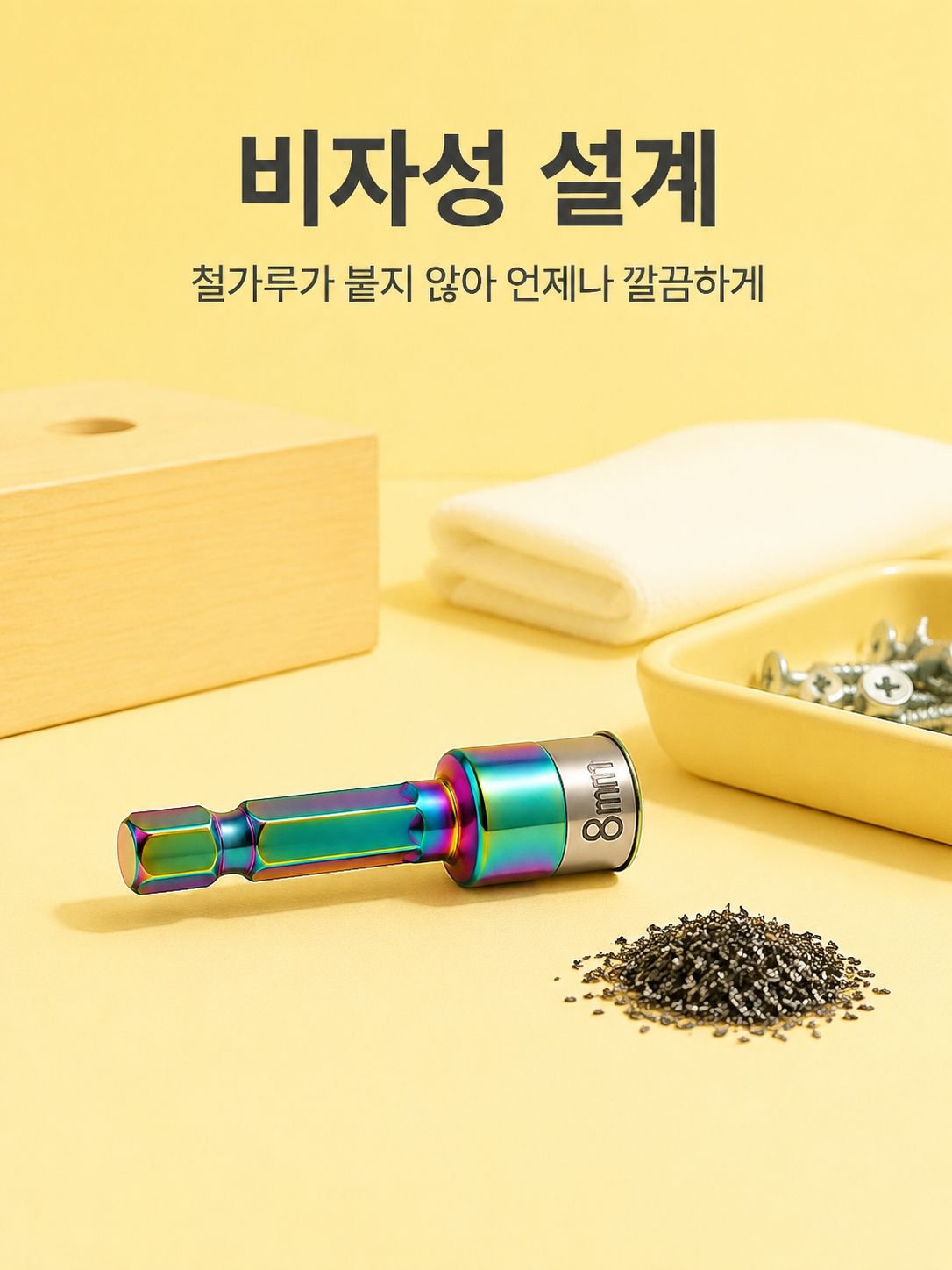 정밀 작업용 8mm 비자성 강철 소켓