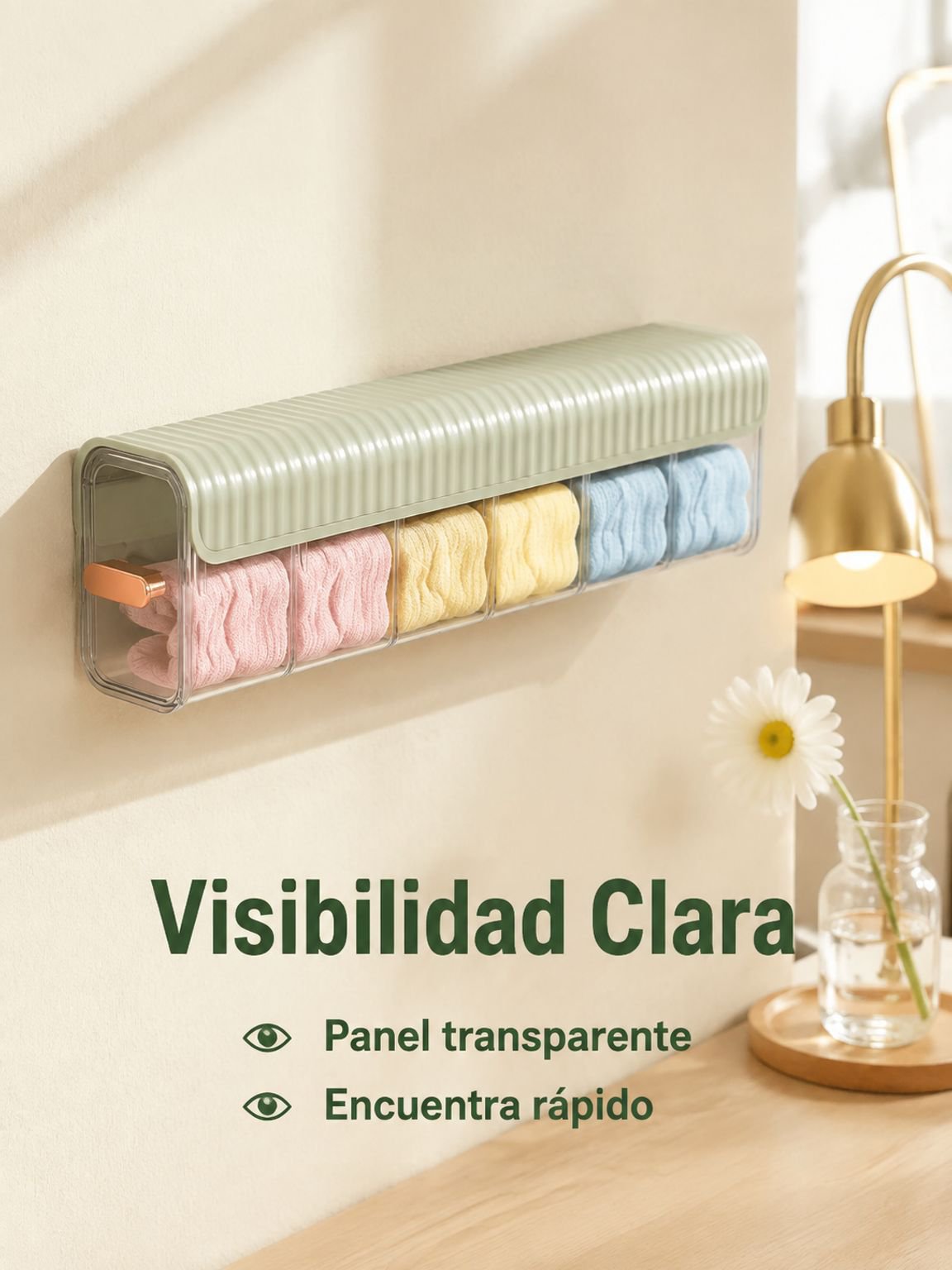 Organizador de ropa interior de pared con varias secciones