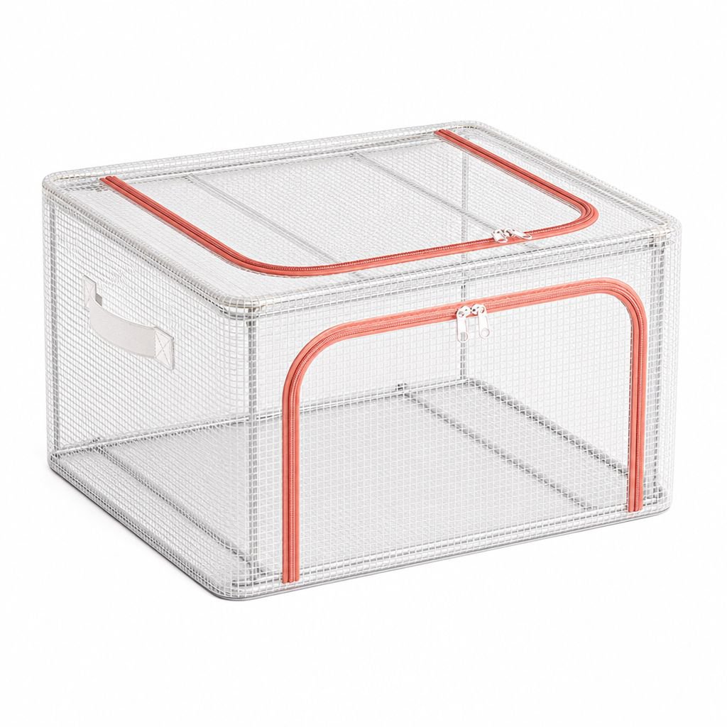 Caja organizadora de ropa transparente y reforzada