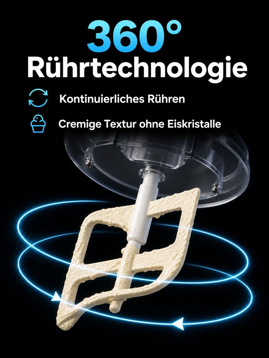 Frisch zubereitetes Eis aus der kompakten Eismaschine