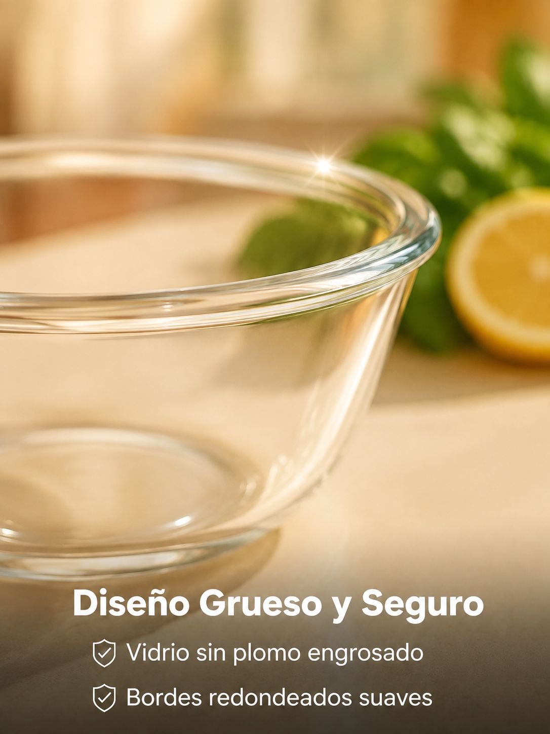 Ensaladera de vidrio transparente
